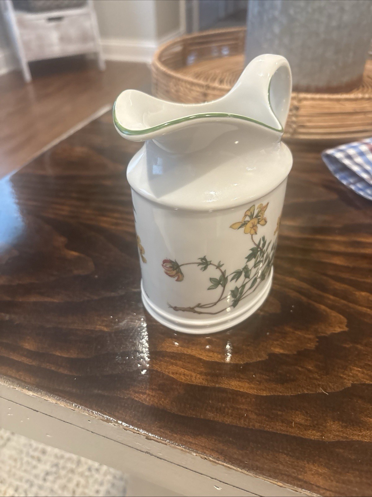 German Small Botanic Vintage Ceramic Pitcher