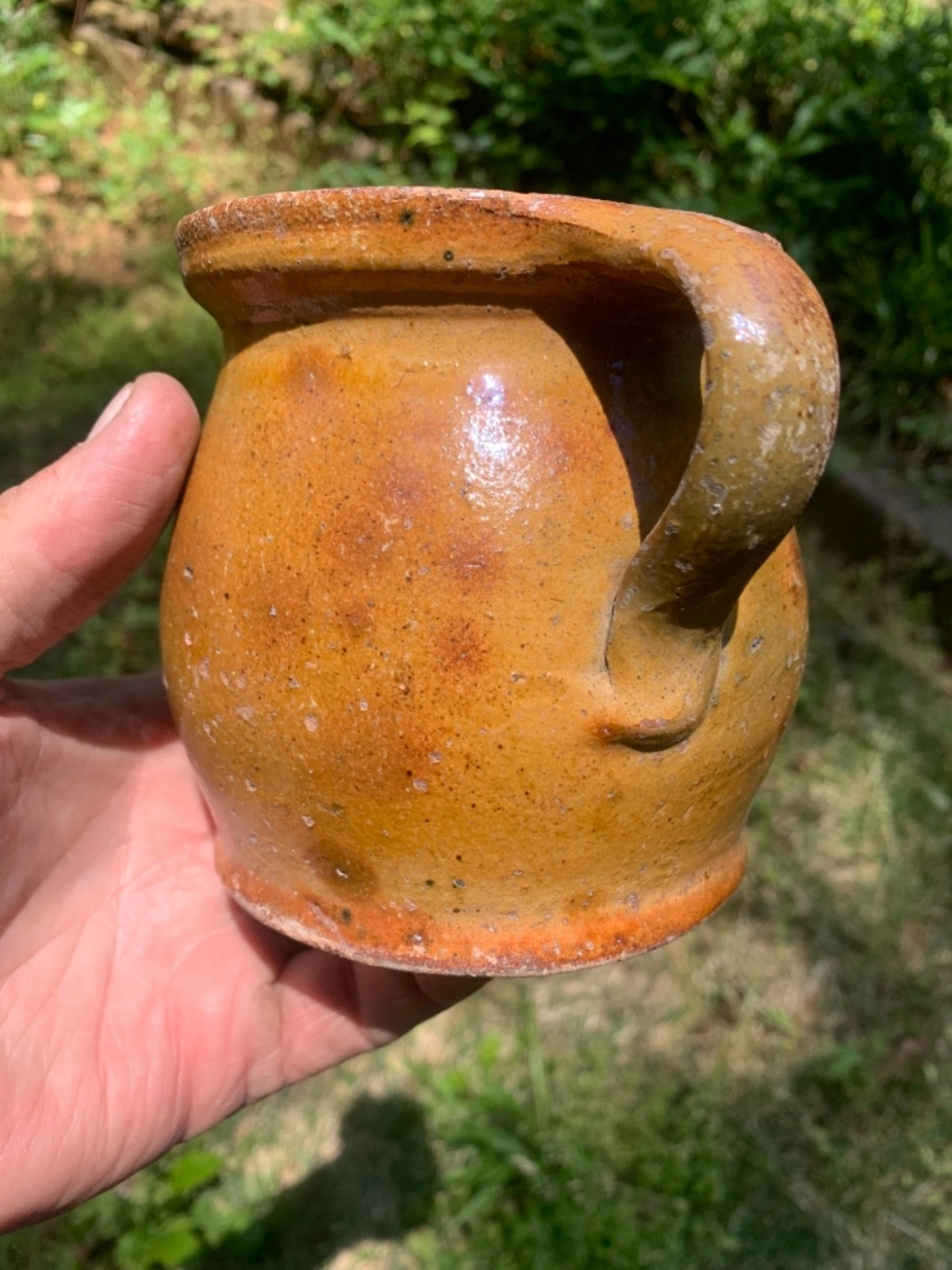 redware quart Pitcher Super Glaze no lid – flakes