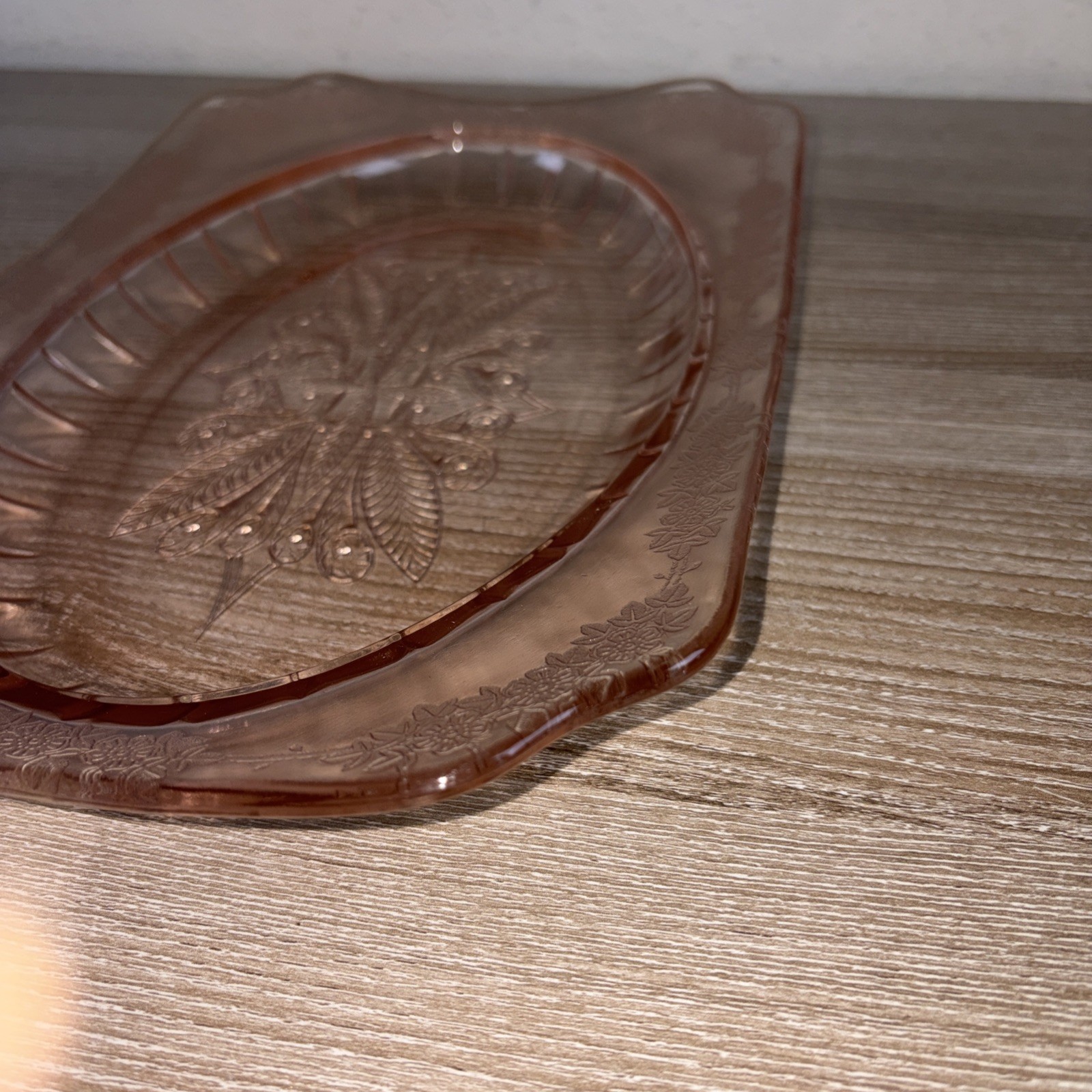 VTG Jeanette ADAM Pink Depression Glass Rectangular Serving Platter ~11 5/8″