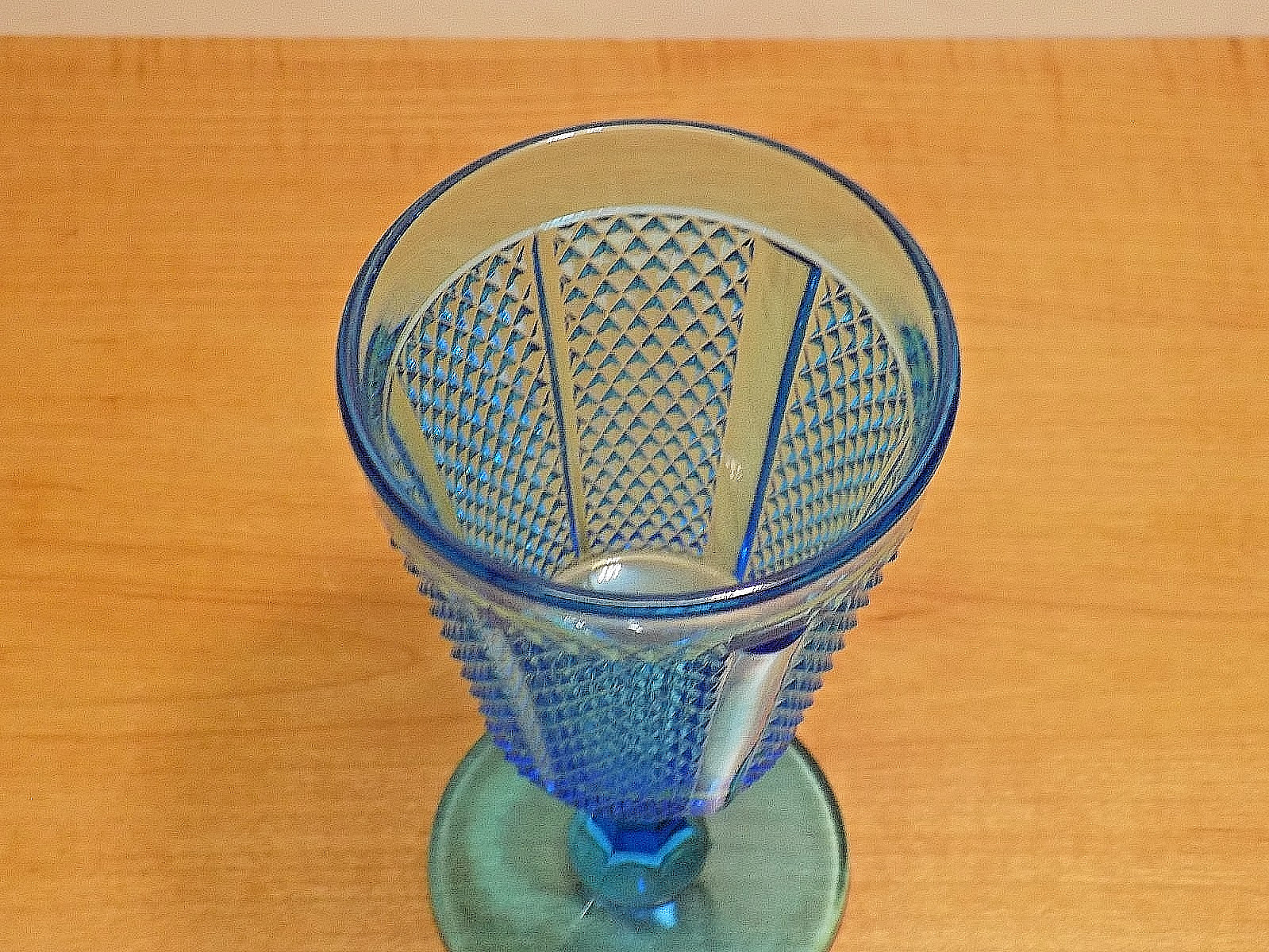 CHALLINOR, TAYLOR & Co Later Paneled Diamond Point #411 Blue EAPG 1880s Goblet