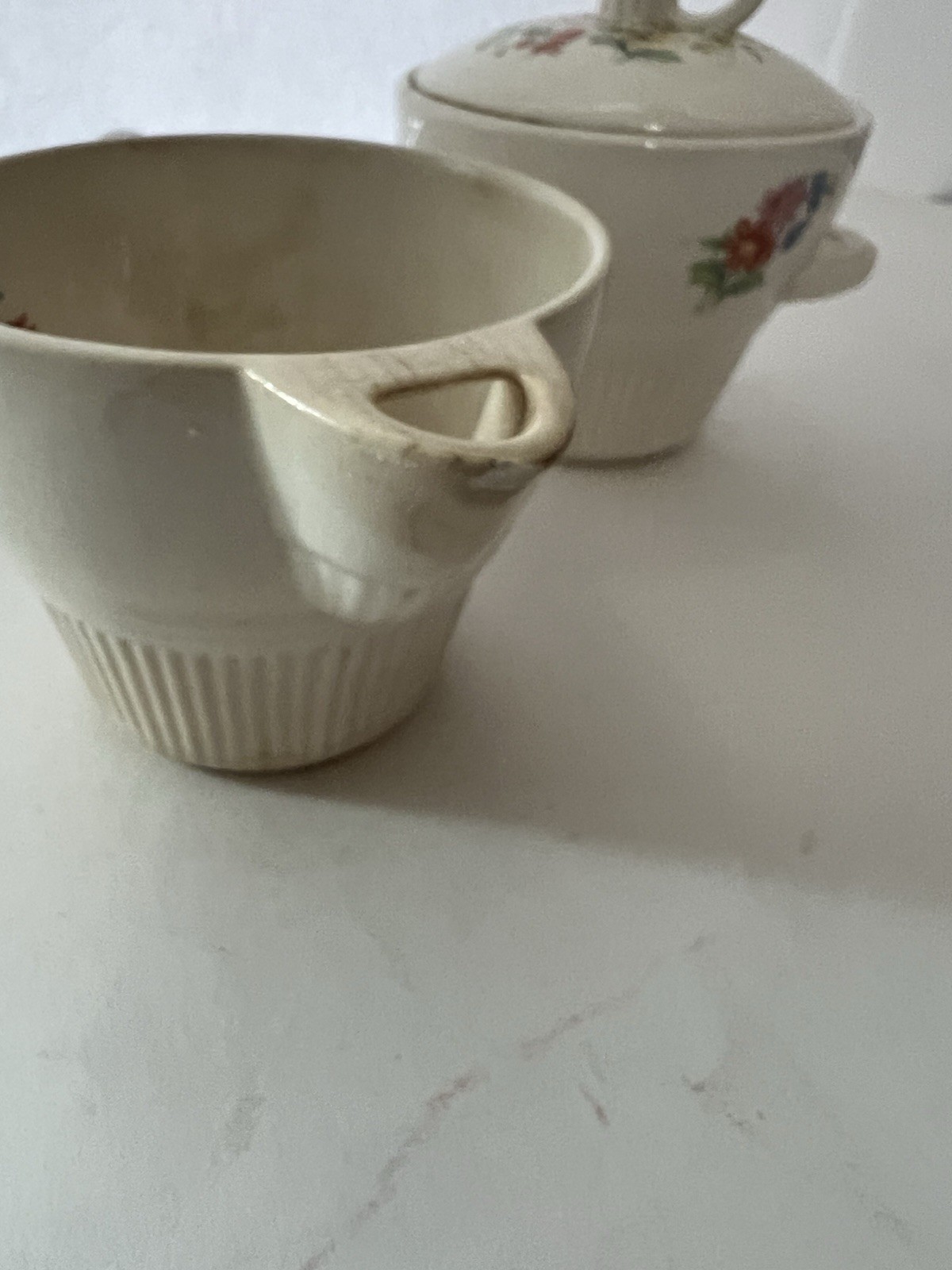 Salem Victory USA ~ Creamer & Sugar Bowl w/Lid Floral Cottage Grannycore