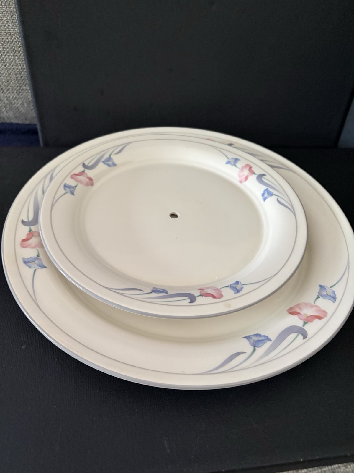 Lenox Glories on Grey 2 Tiered Tidbit/Dessert Tray