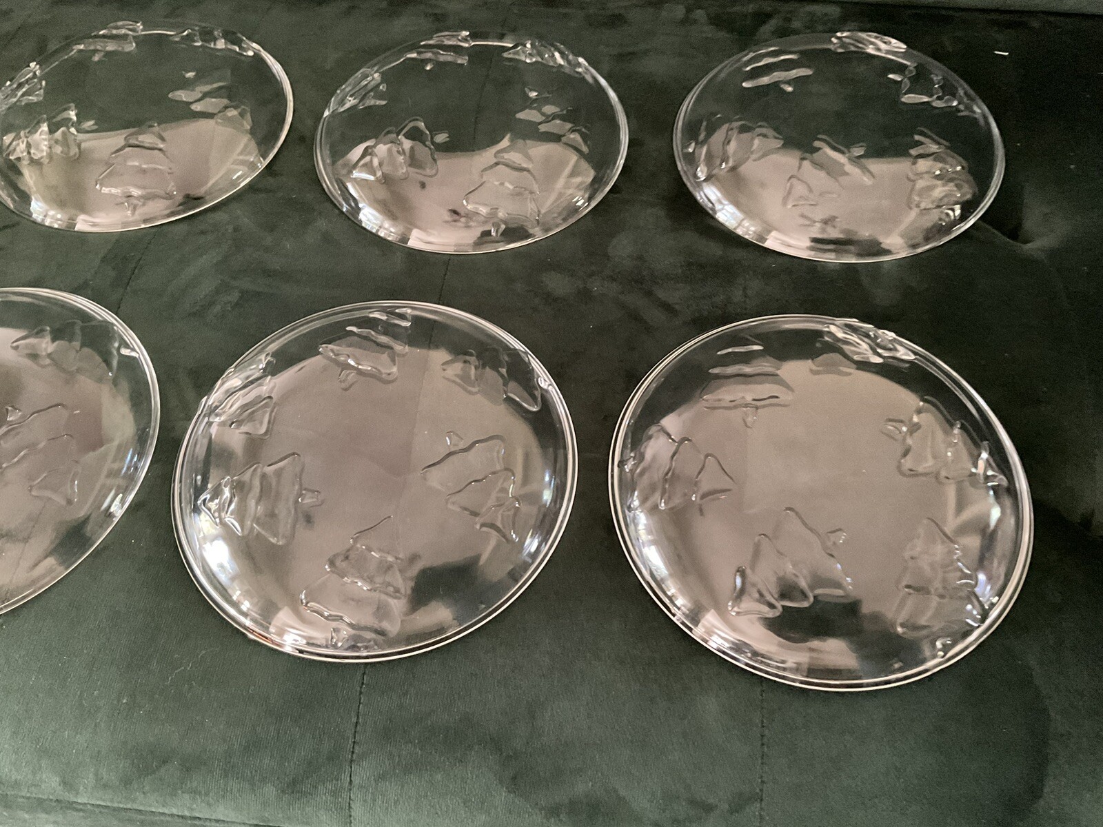 Arcoroc Glass Dessert Christmas Plates Holiday Trees 1 set of 8 in Original Box