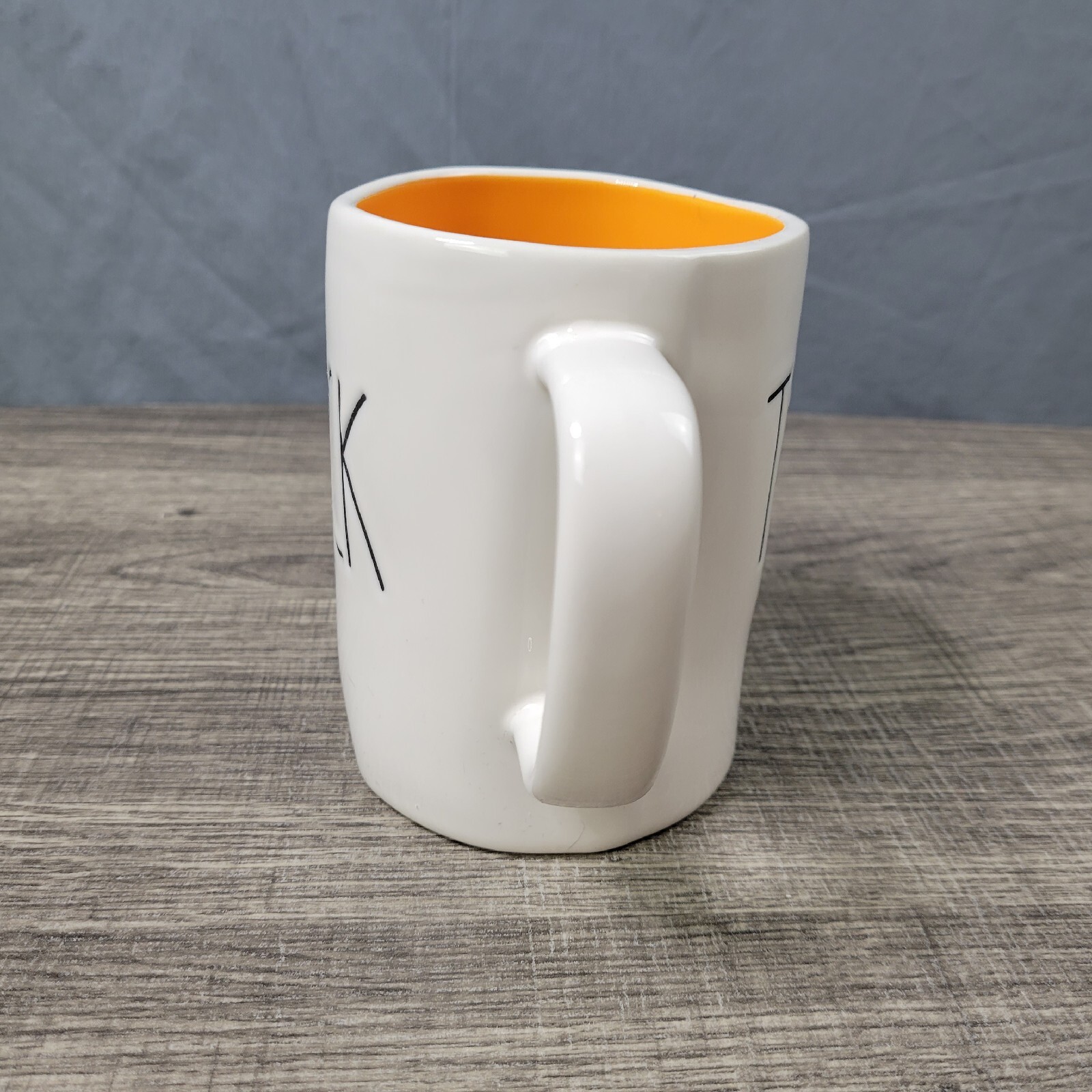 Rae Dunn Artisan Collection White & Orange Ceramic Farmhouse Trick or Treat Mug