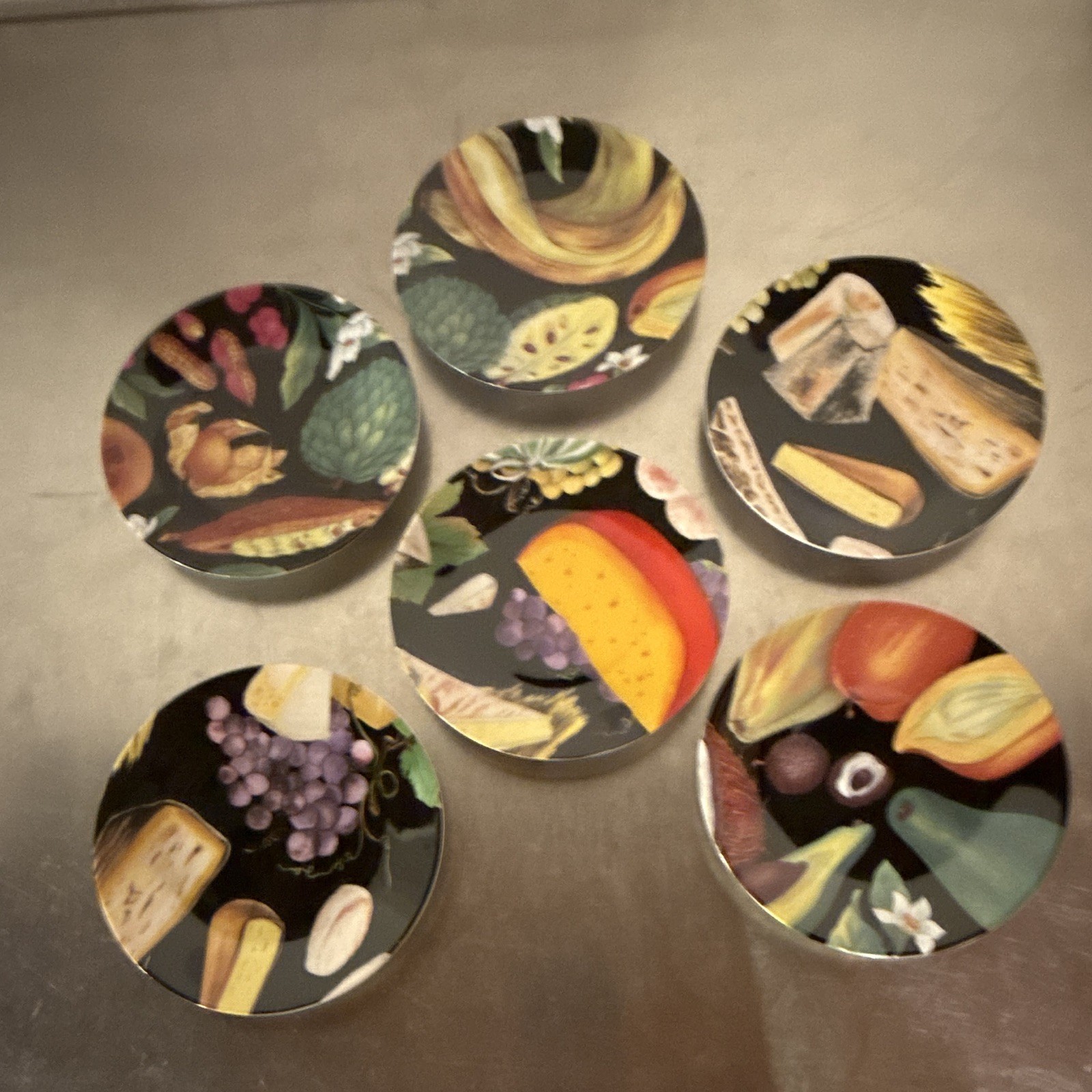 Philippe Deshoulieres Limoges France Porcelain Fruit & Cheese Salad Plates 6