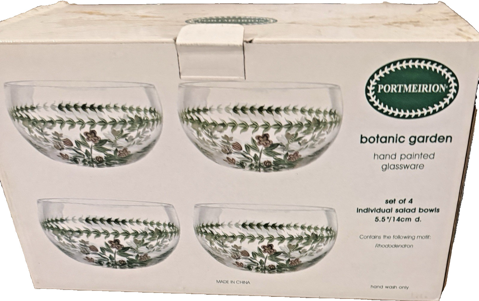 Portmeirion Botanic Garden 4 Glass SALAD BOWLS NIB