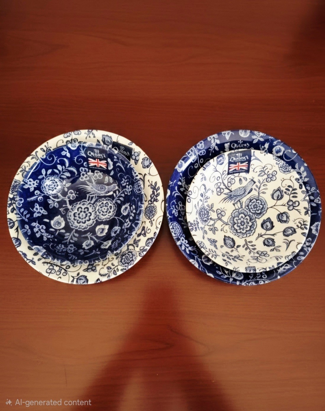 Queen’s by Churchill Nankin blue and white bird floral bowls made in England….