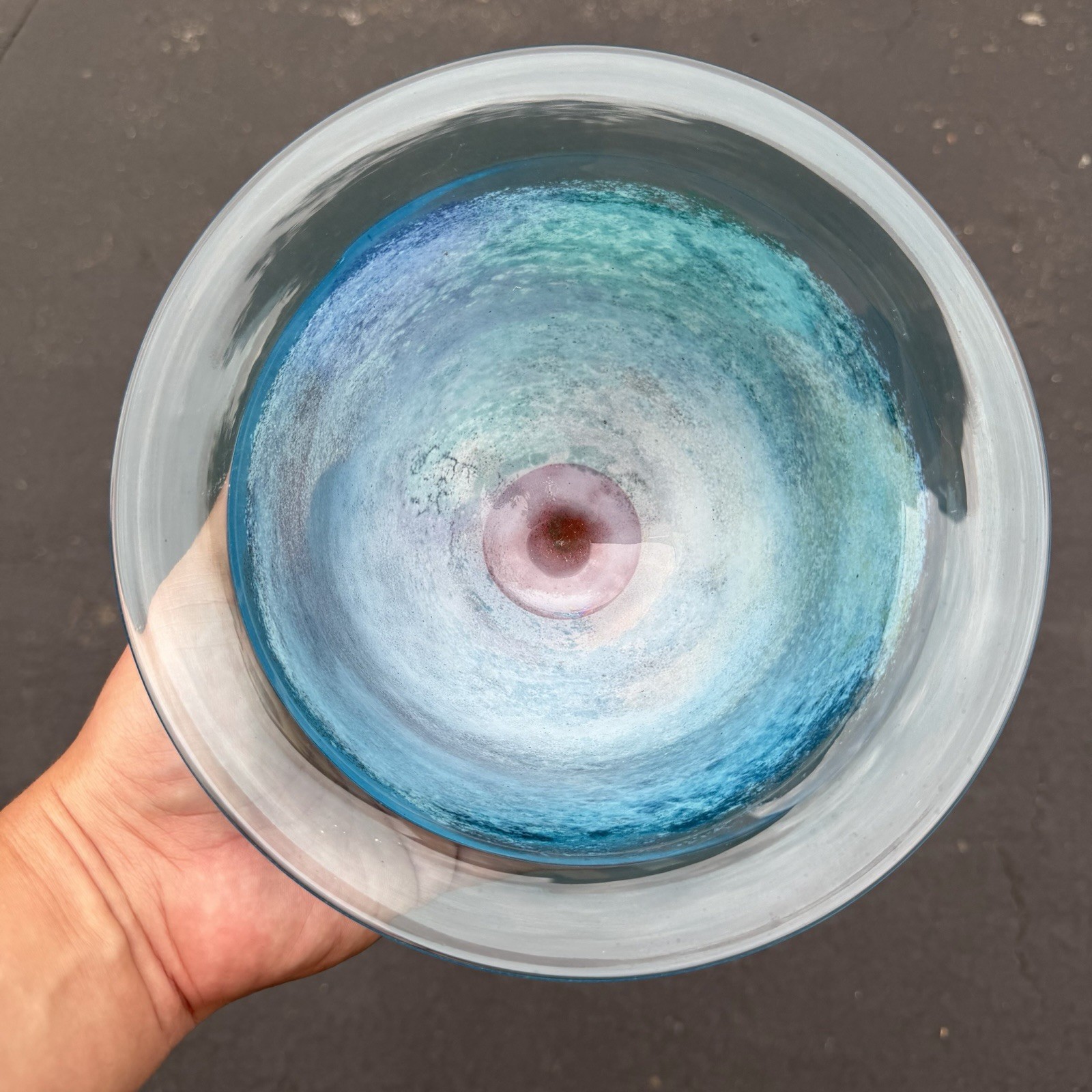 Kosta Boda “CanCan” Art Glass Pedestal Bowl Dish Blue Numbered – Kjell Engman