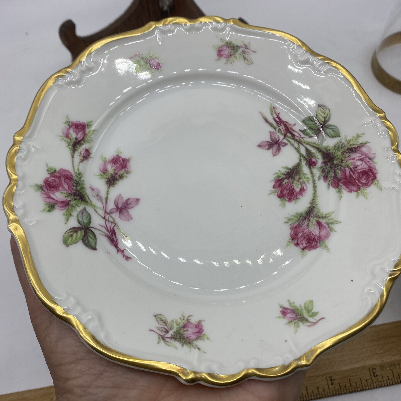 EDELSTEIN MOSS ROSE LOT OF 2 BREAD PLATES EXCELLENT 6 In