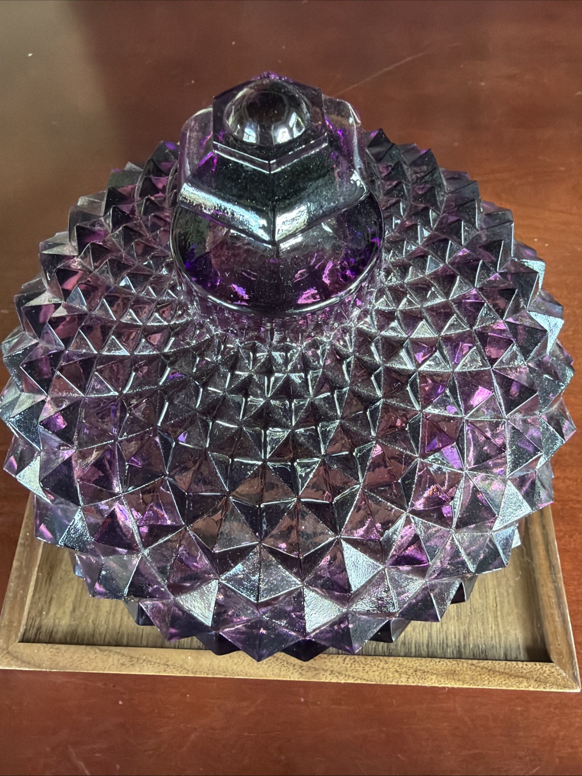 Vintage Westmoreland Glass Amethyst/Purple Sawtooth Covered Candy Dish Signed