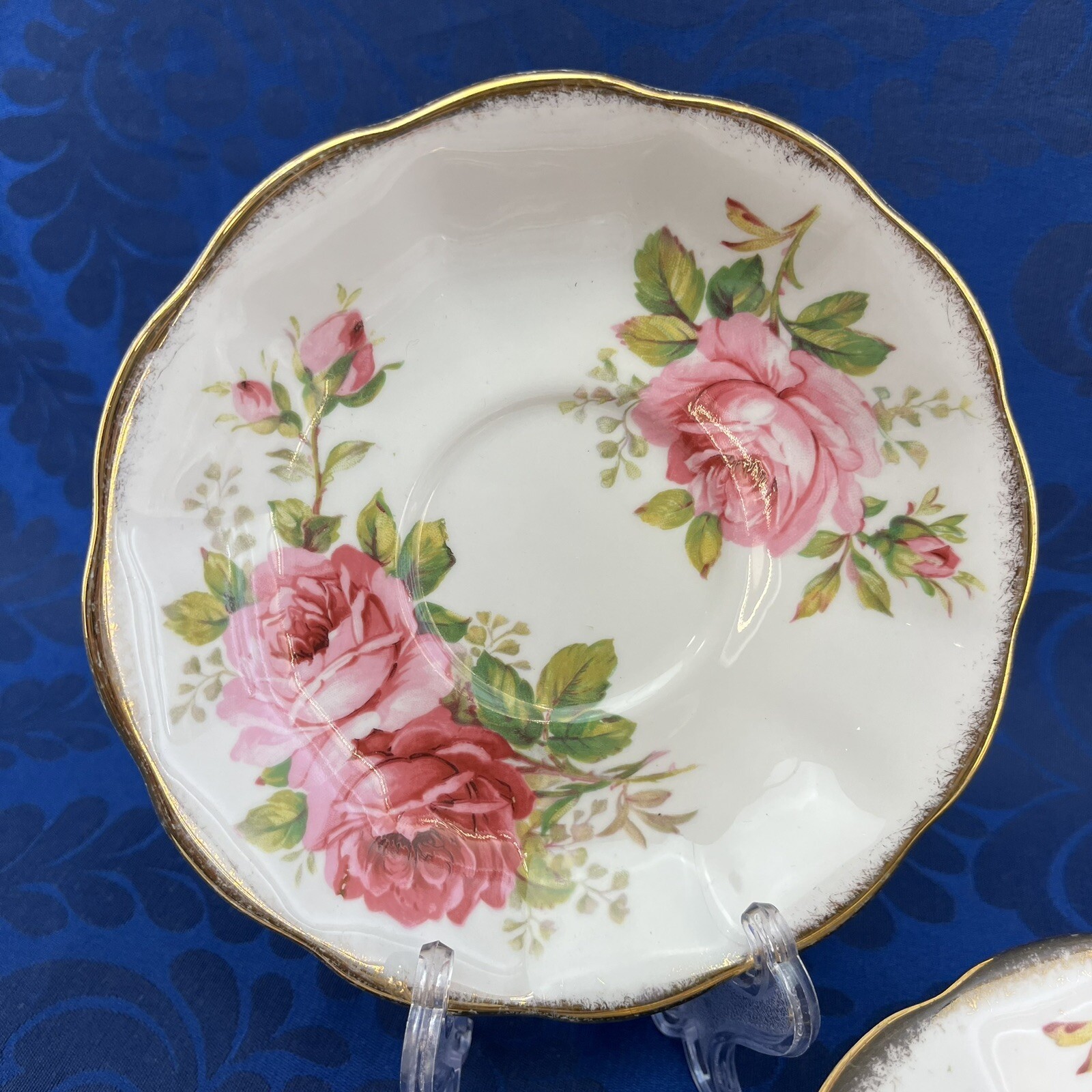 TWO ONLY Royal Albert American Beauty 5.5” Saucers For Teacup Bone China UK