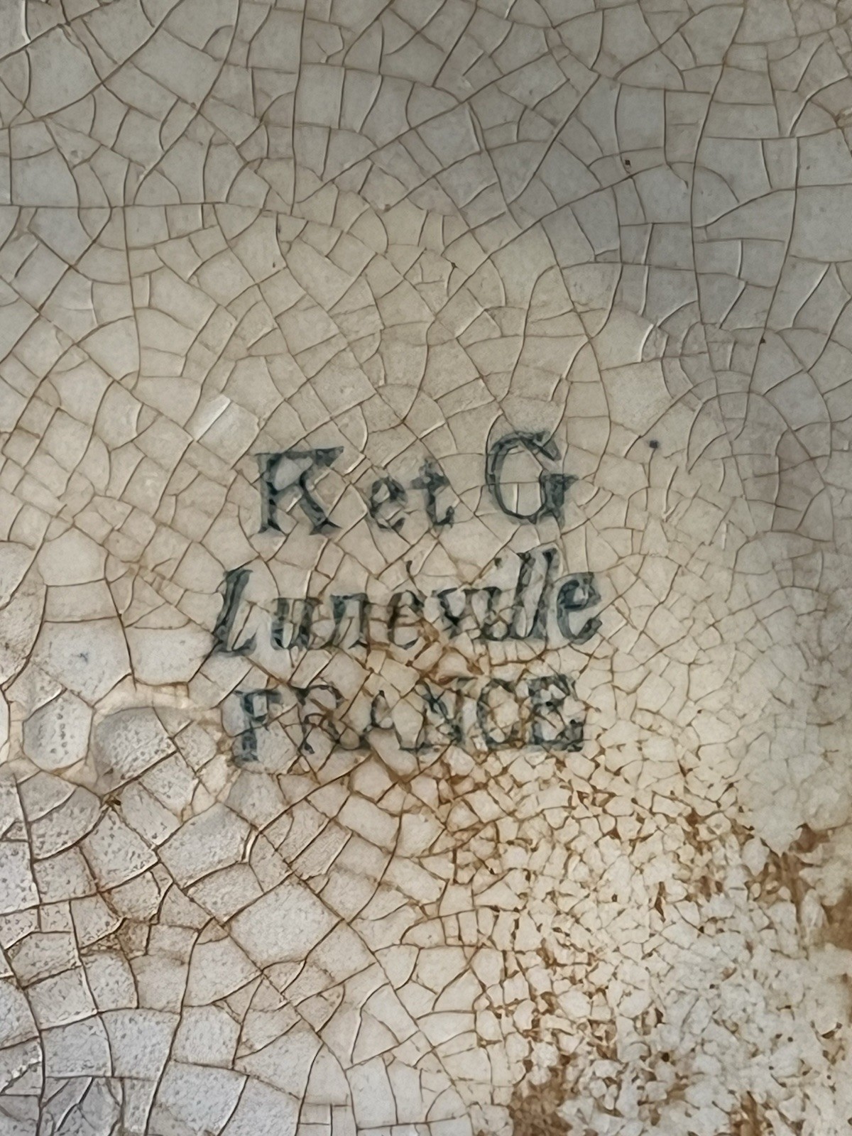 K et G Lunéville Blue White Gold Ceramic Floral Decorative Pitcher France