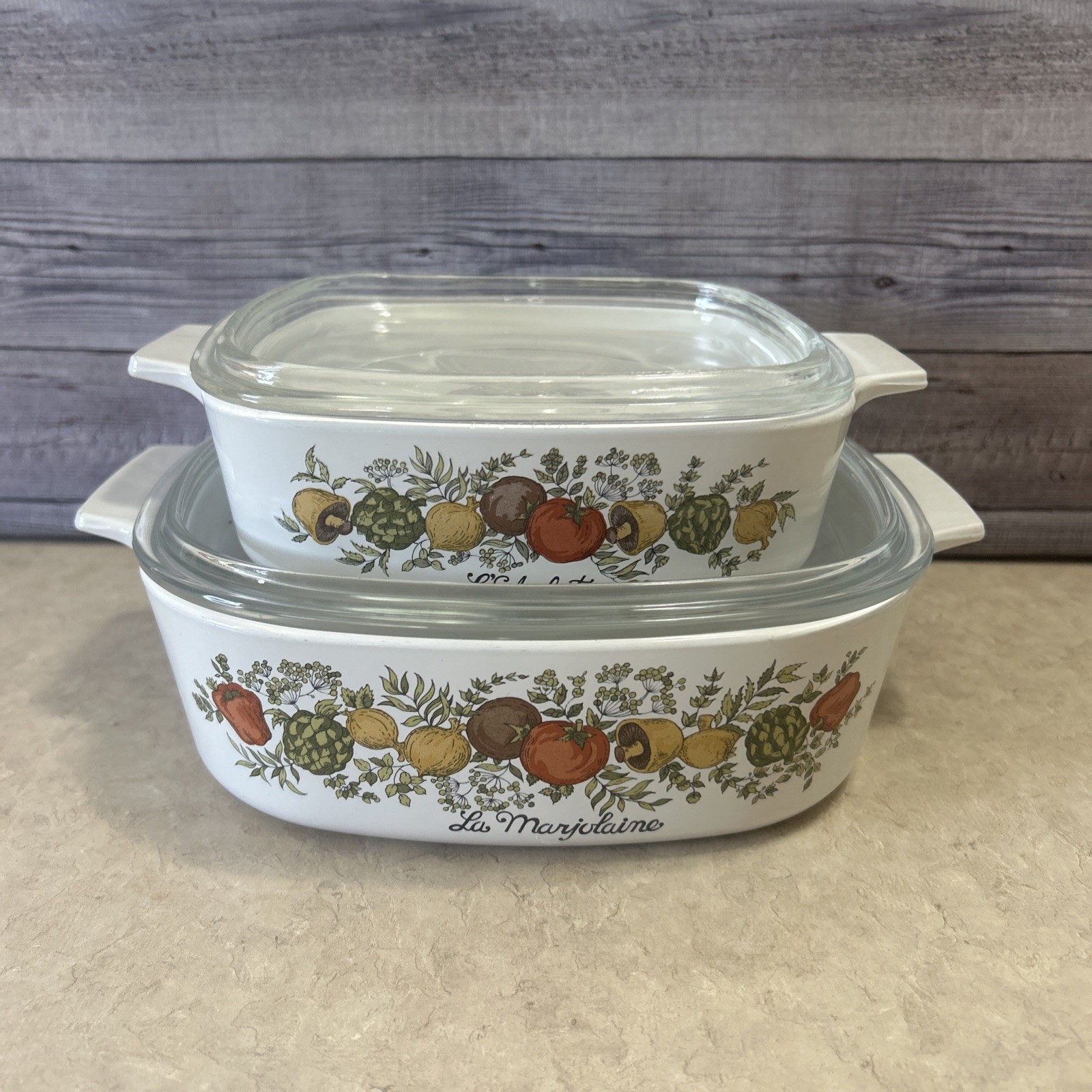 Corning Ware La Marjolaine L’Echalote Casserole Set A-1-B & A-2-B w/ Lids