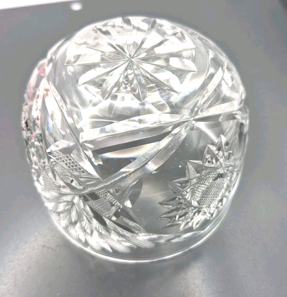 Vintage Clear Cut Lidded Candy Dish Starburst Pattern 6″ Tall EUC