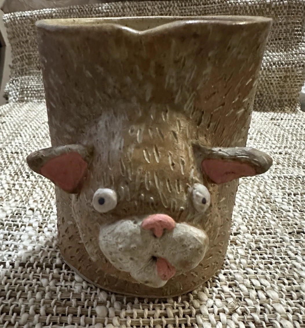 Funny Ugly Face 3D Art Pottery Coffee Tea Mug Cup Handmade Set Of 3 Critters