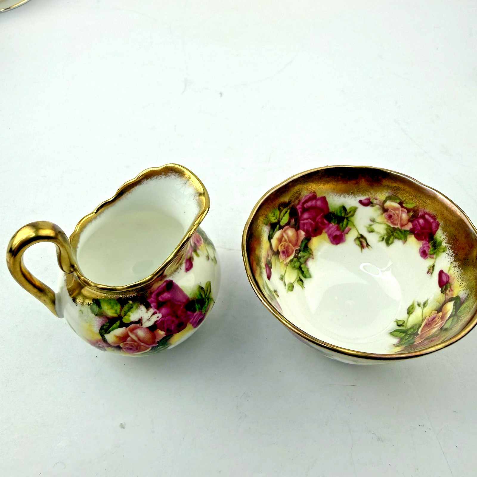 Golden Rose Royal Chelsea English Bone China Creamer And Sugar Bowl