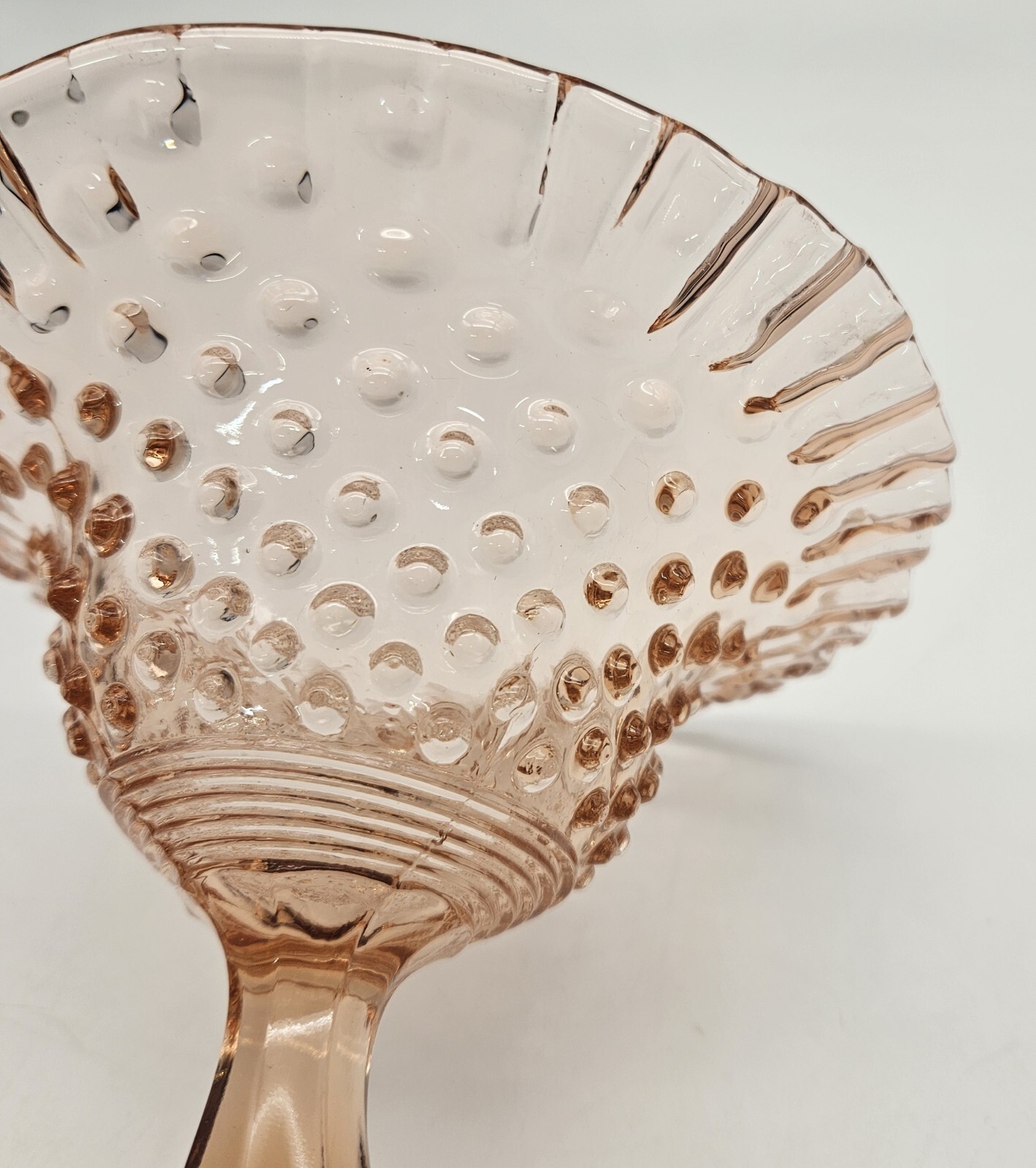 Vintage Fenton Pink Glass Hobnail Compote Candy Dish 5 1/2 Inches Tall
