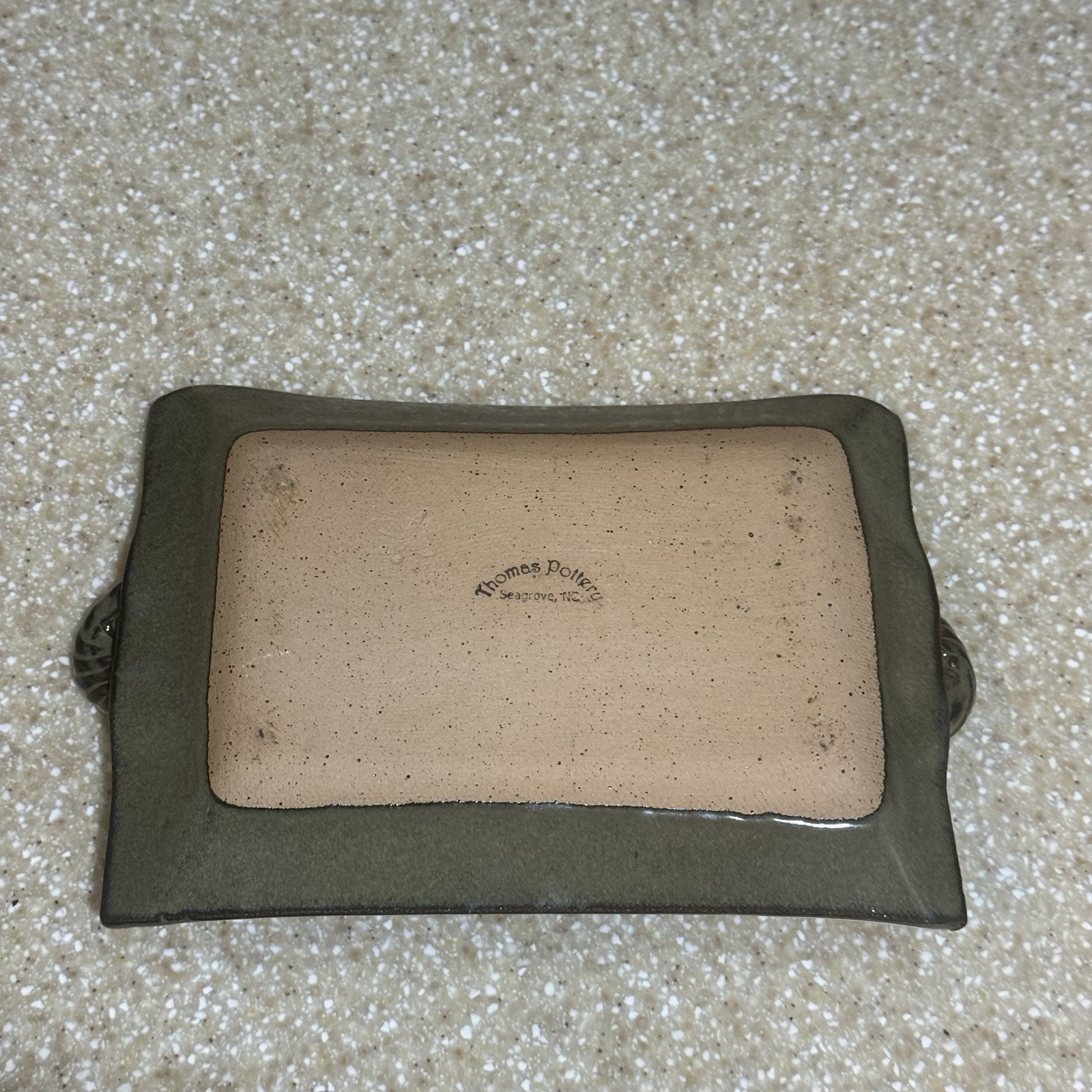 Thomas Pottery Basketweave Tray North Carolina Green Lead Free Handcrafted Dish