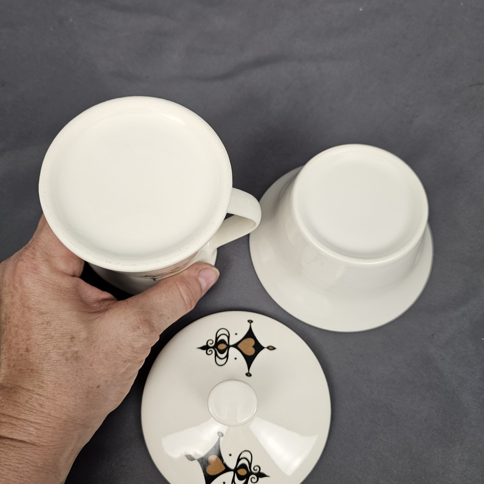 Weather Vane Edwin Knowles Rooster Creamer and Sugar Bowl w Lid Set MCM