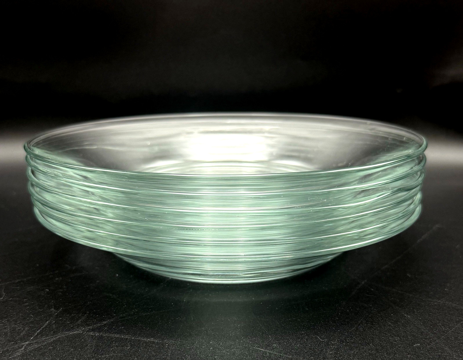 Set of 6) Vintage KIG Indonesia 9″ Clear Glass Soup Salad Bowls – Read