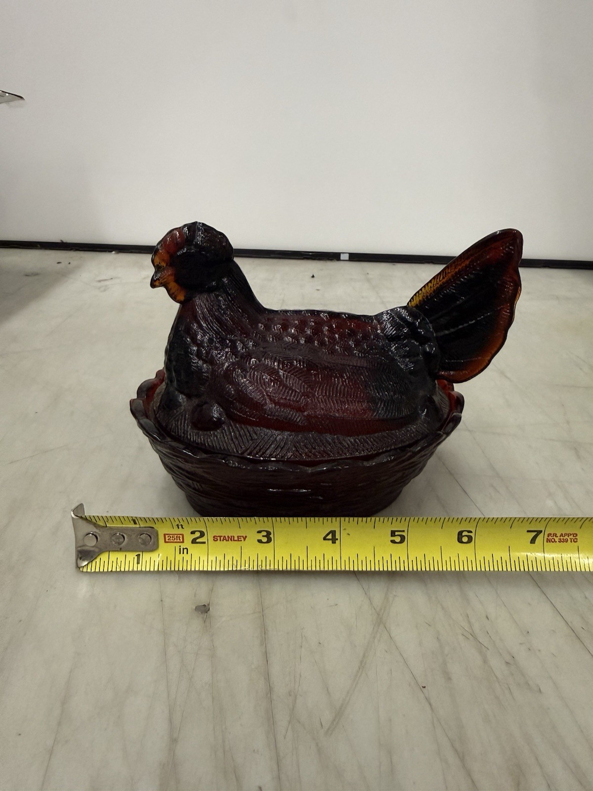 Vintage Indiana Glass Ruby Red Hen on Nest Dish 7”