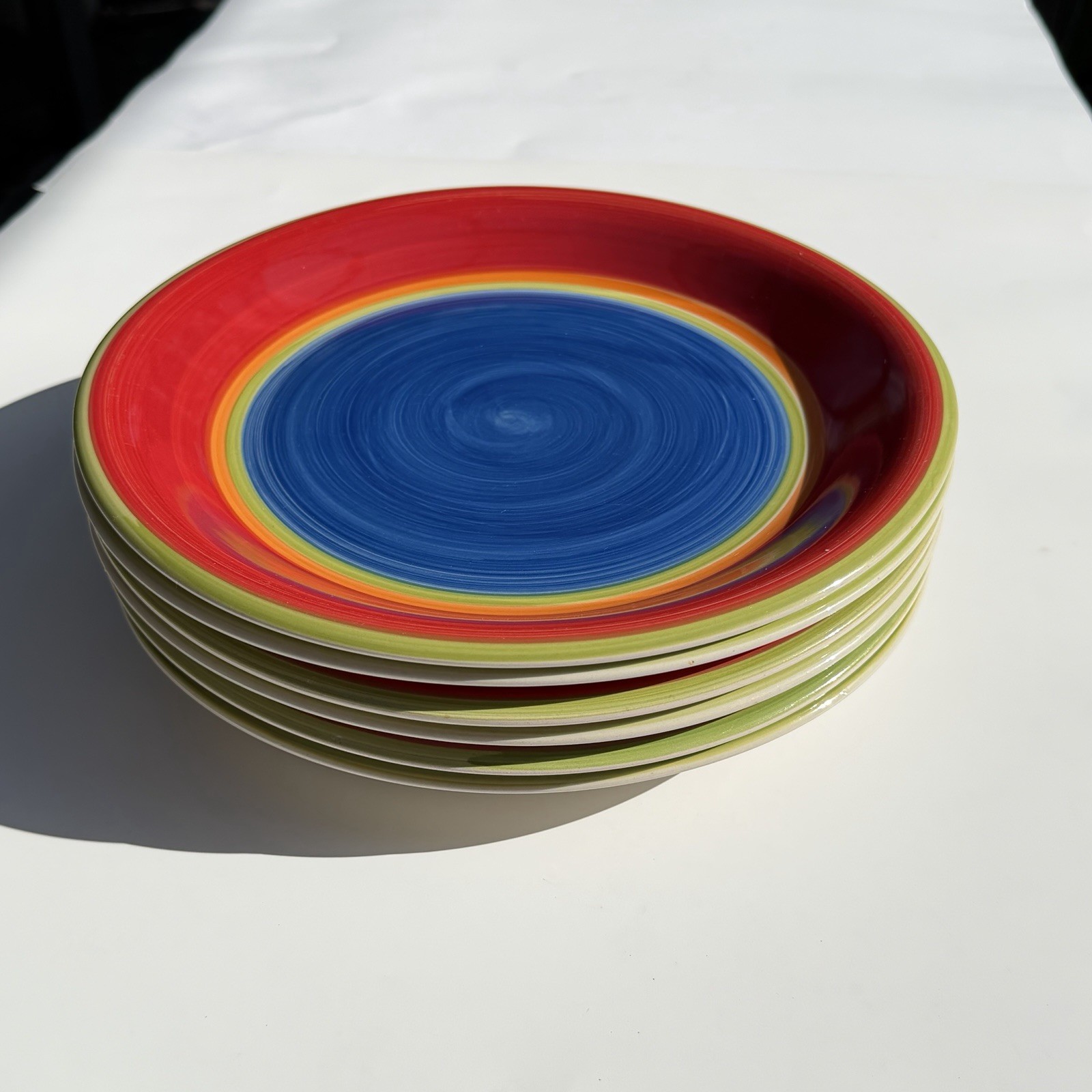 Royal Norfolk Mambo Swirl Ceramic Blue Center Dinner Plate 10 1/2” Set of 6