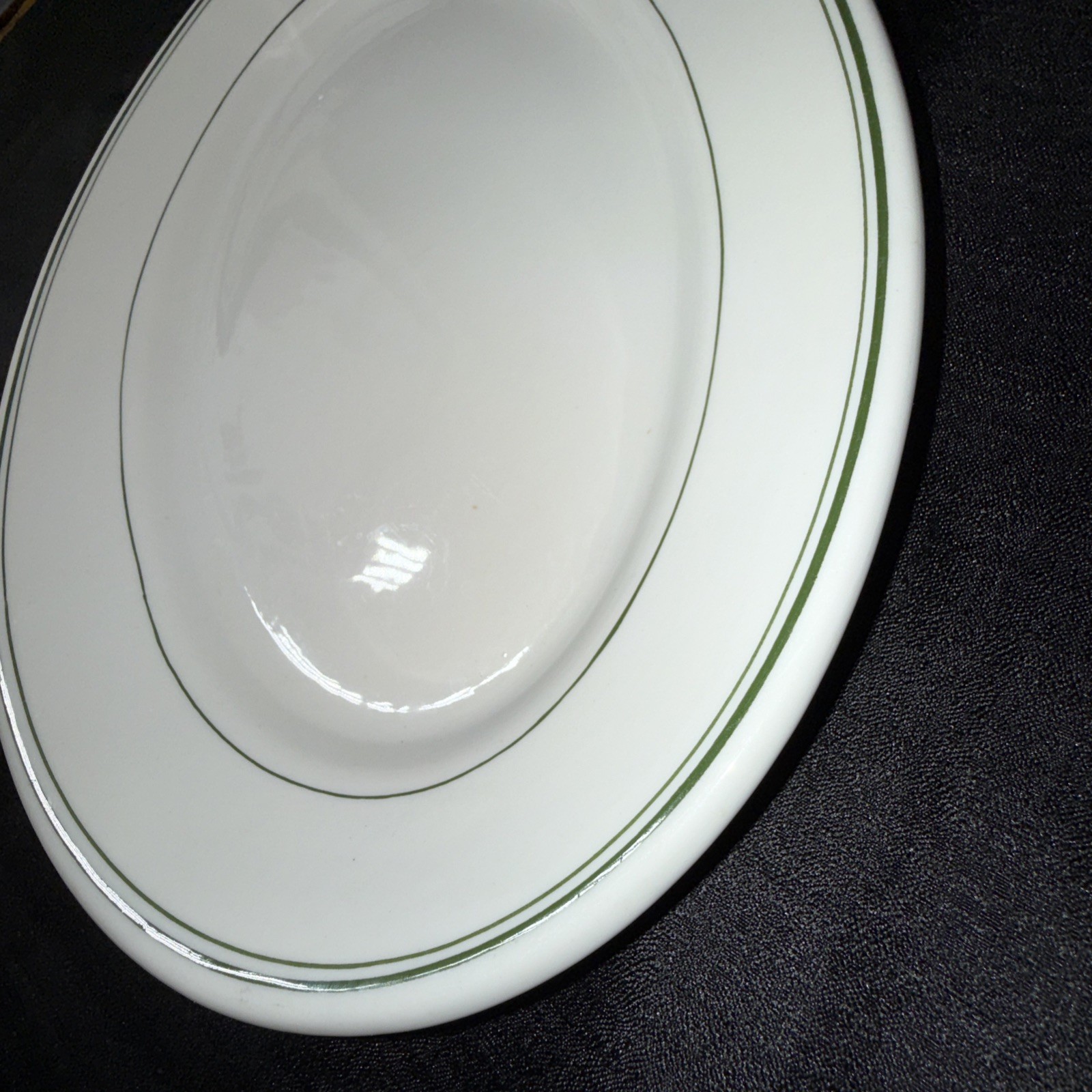 15.5” Sterling Vitrified China Restaurant Ware Green Oval Patter Plate Lot Of 3