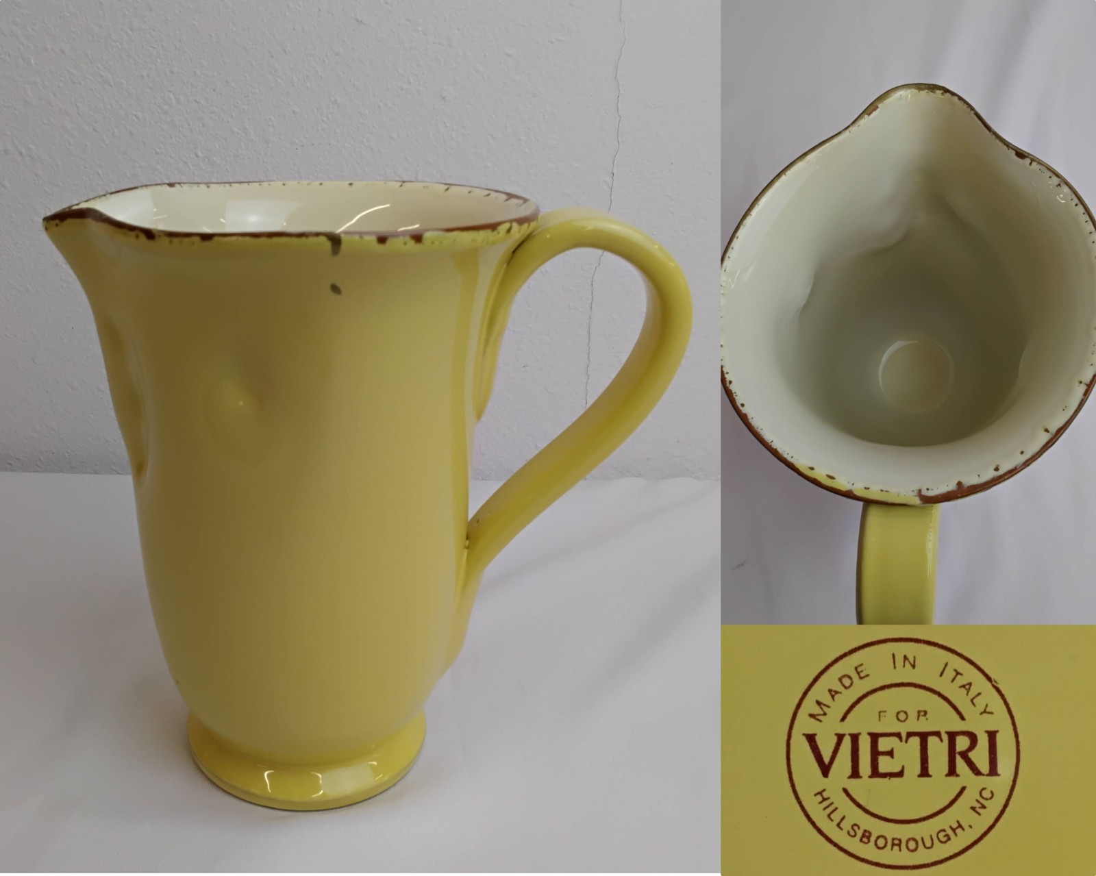 Vietri Cucina Fresca 8″ Terracotta Pitcher Jug Pale Yellow Made in Italy #J5868