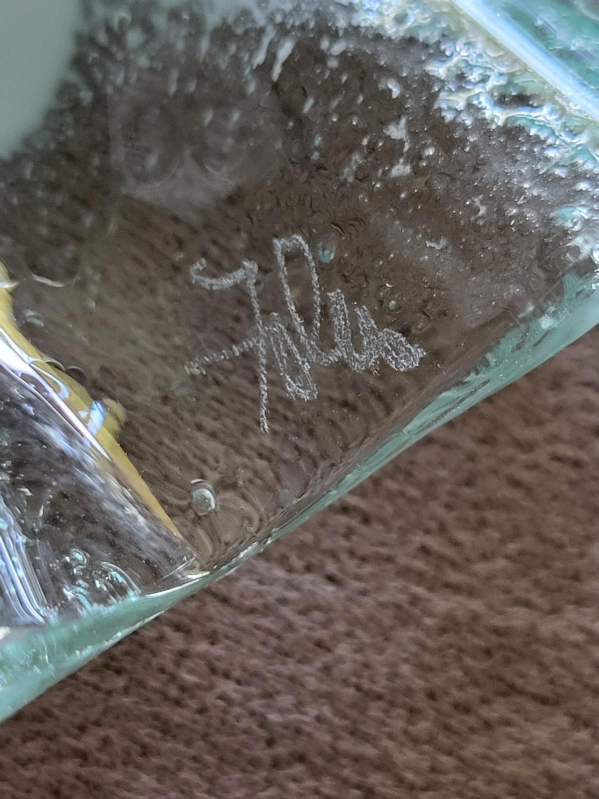 Folio Signed Fused Art Glass Plate Daisy & Pansy 10.25″ Ruffled Edge Hand Made