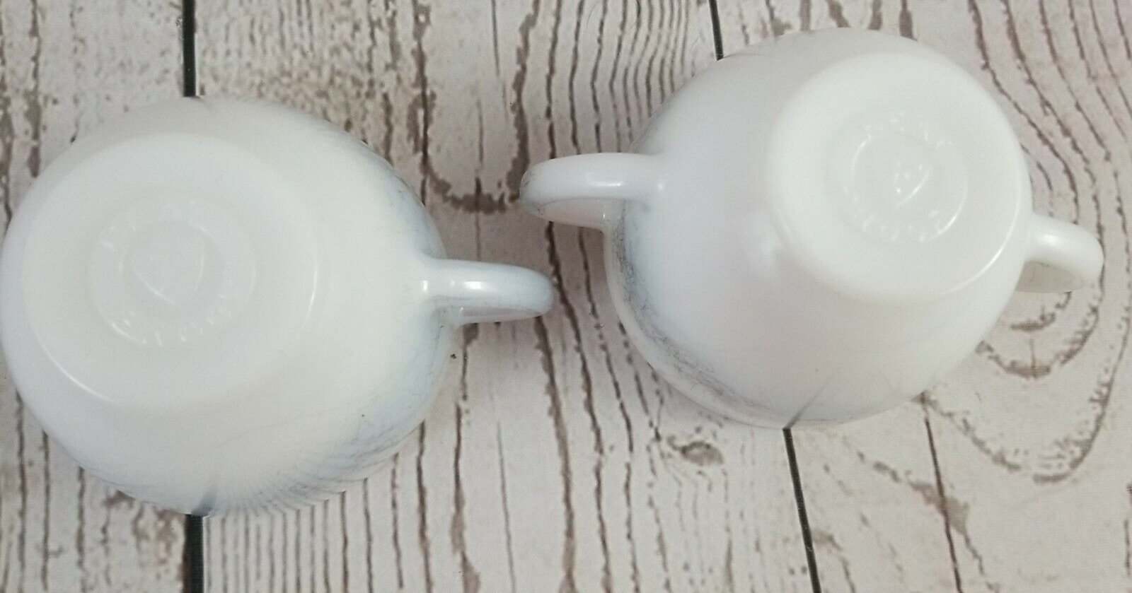 Federal Glass Creamer and Sugar Bowl Spaghetti Pattern Drizzle Retired Vintage