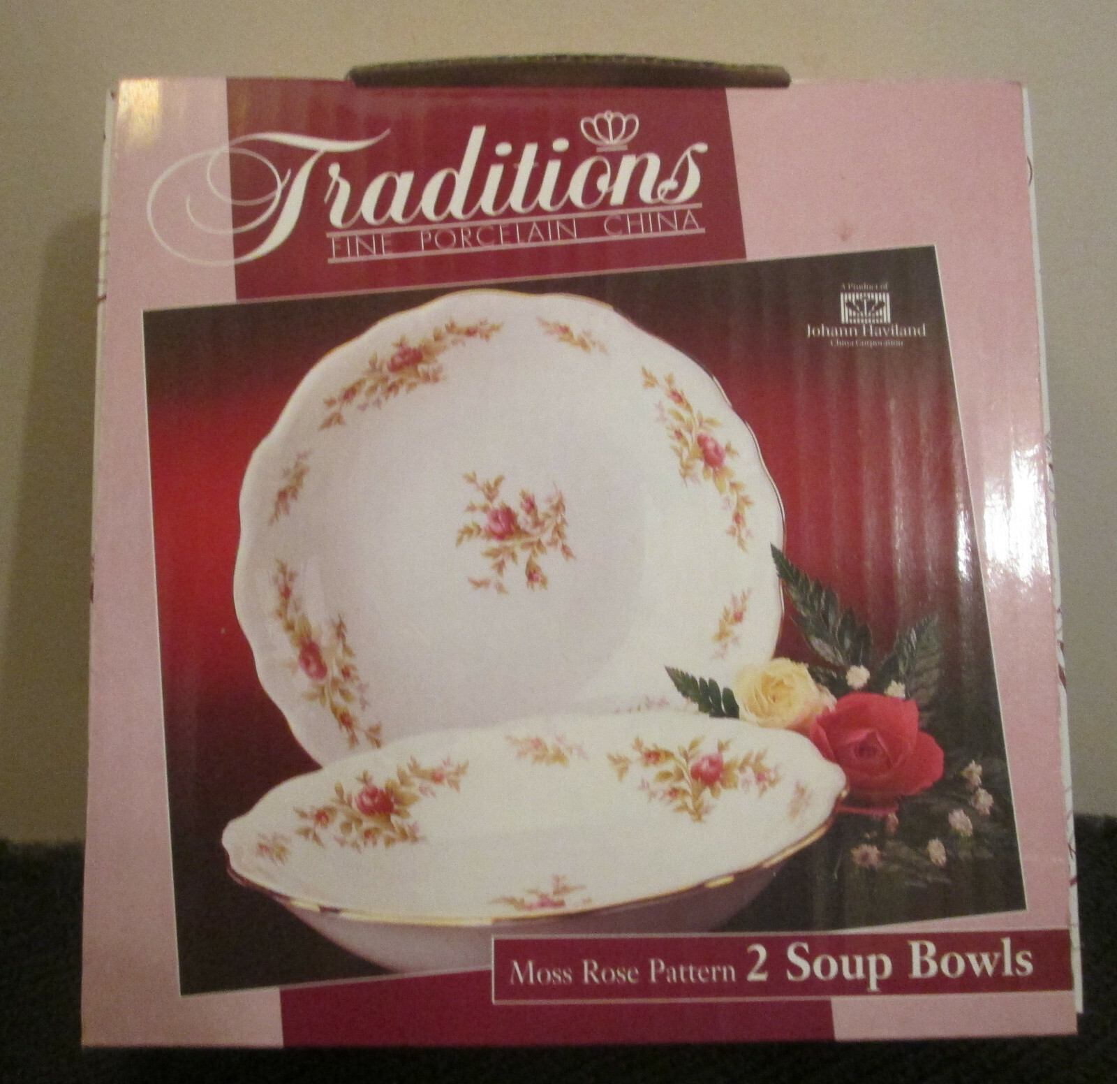 (2) TWO Traditions Fine China Johann Haviland Moss Rose 8″ Salad Plates