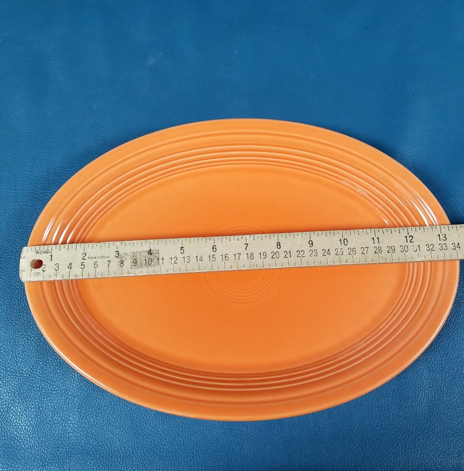 Embossed Logo Fiesta Ware Orange Serving Platter 13 3/4″