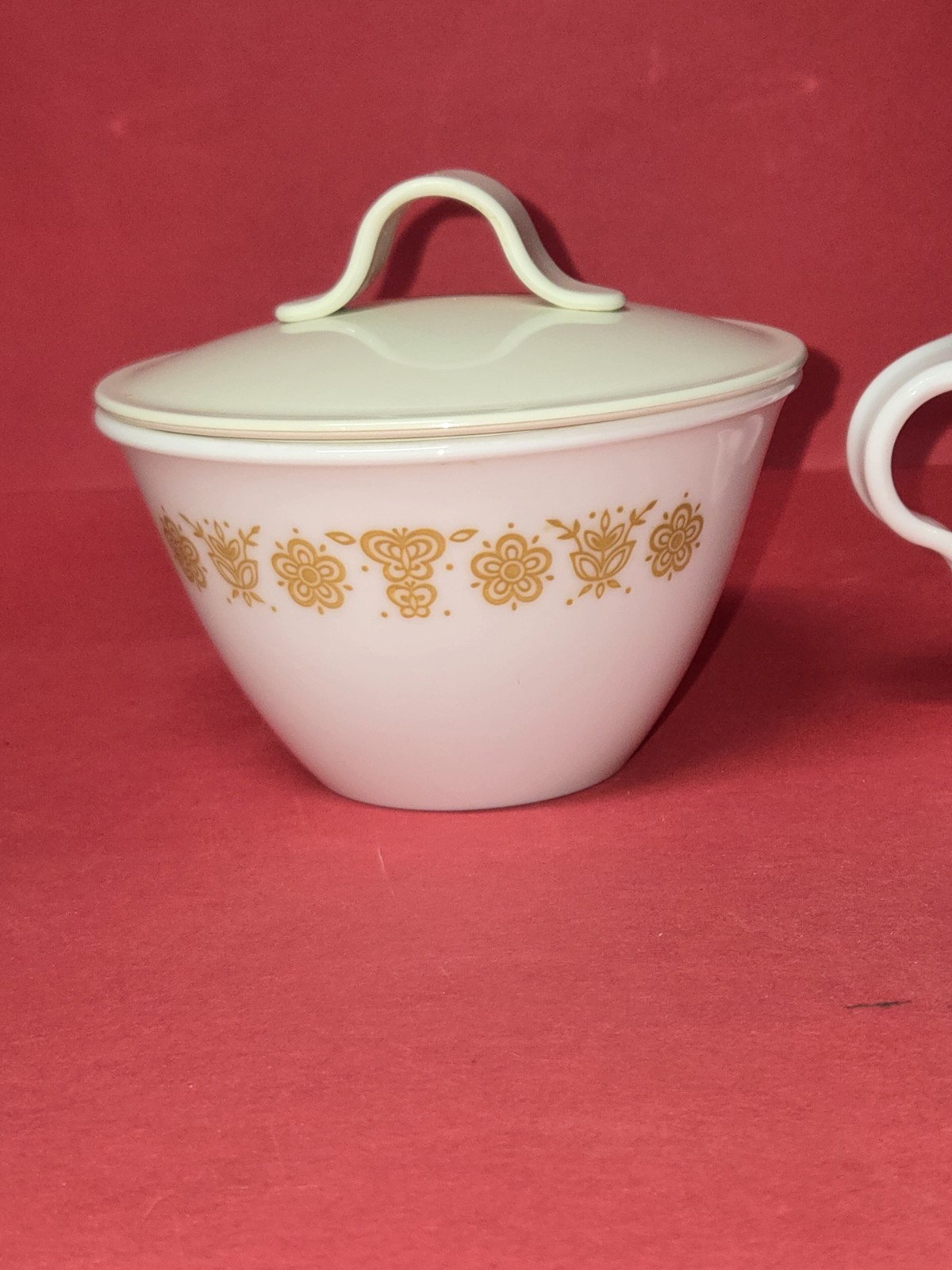 Vintage Corelle Butterfly Gold Creamer and Covered Sugar Bowl Set