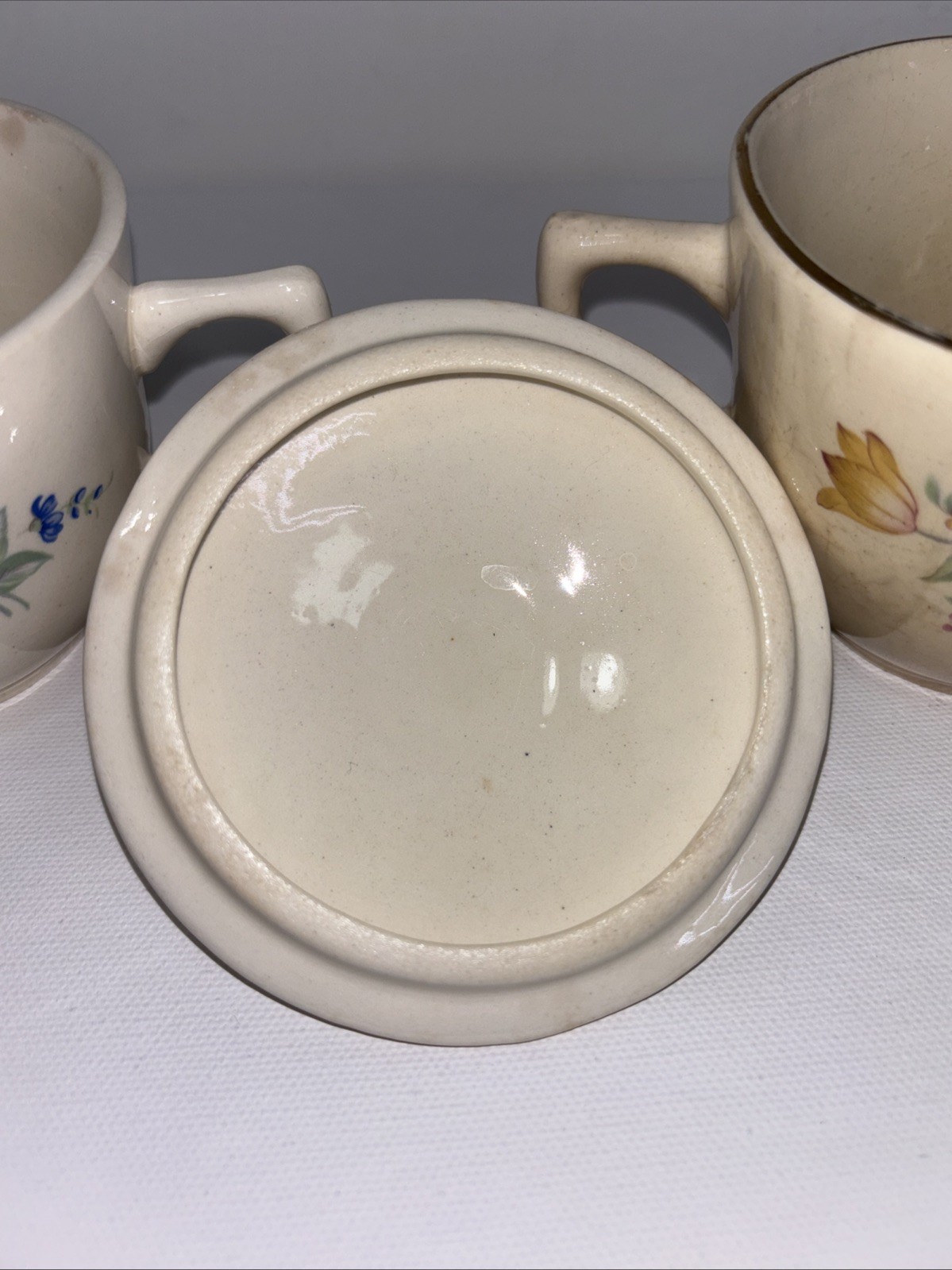Scio Pottery “Hazel” Floral Pattern Sugar Bowl And Creamer Well Loved Condition