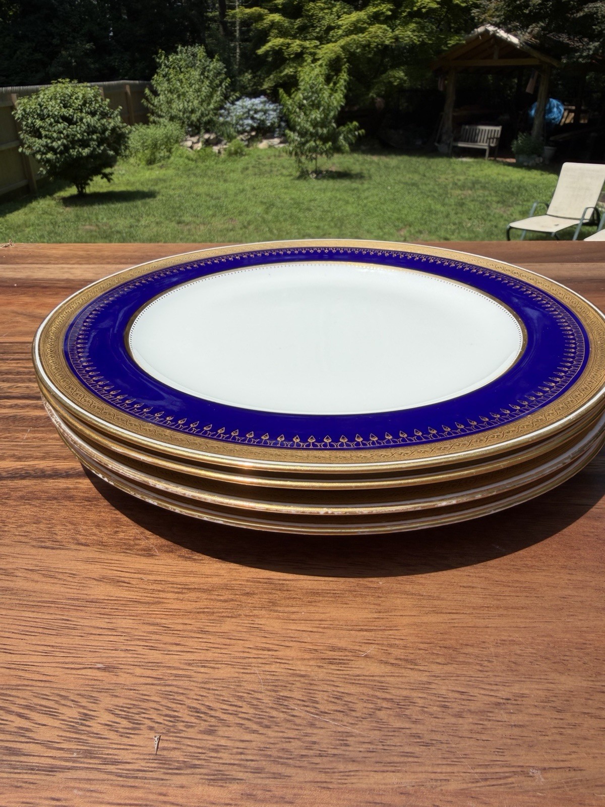 Antique Mintons Cobalt Blue Gold Encrusted Plates MW Beveridge Washington DC