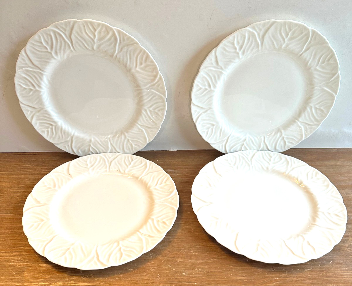 Wedgewood Countryware White Bone China porcelain Cabbage Leaf Salad Plates 4