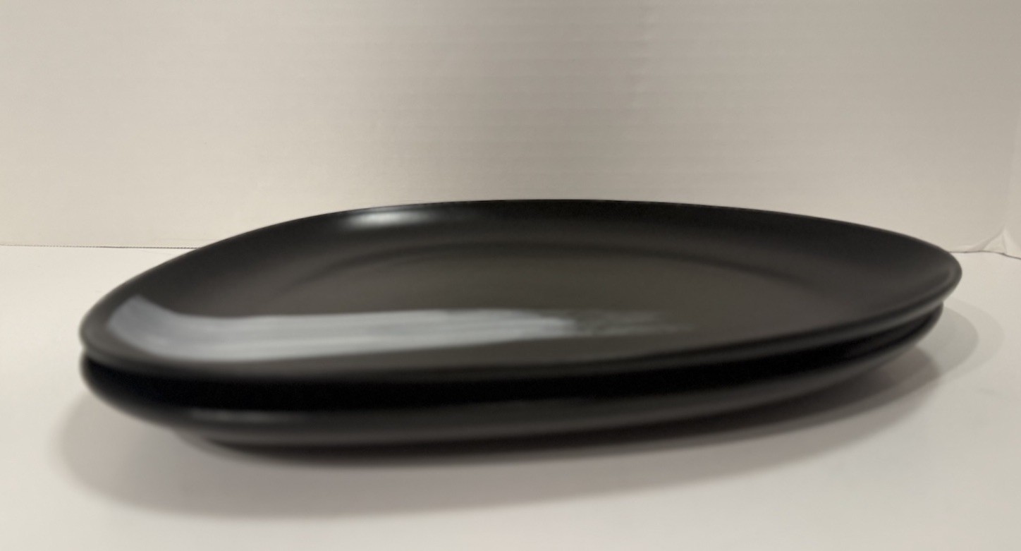 Dinner Plates White/Gray Brushstroke Asymmetrical 8-3/4”x 11-1/4” Platter (2)