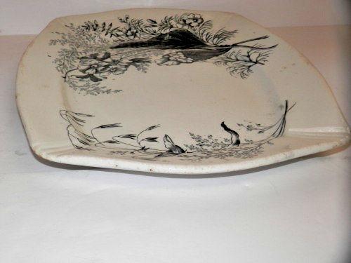 ASHWORTH BROS. 13 3/4″ BLACK TRANSFERWARE VICTORIA IRONSTONE PLATTER USED BIN!