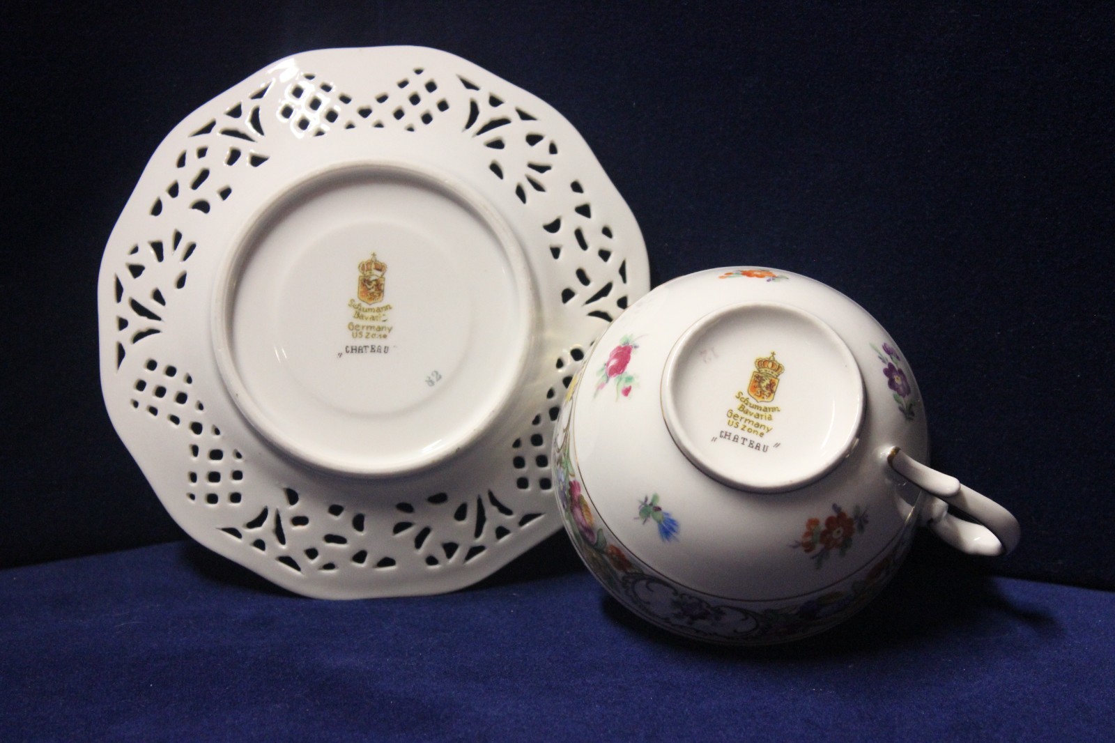 Schumann Bavaria Dresden Empress Chateau Flat Teacup & Saucer Set, 12 Sets Avail