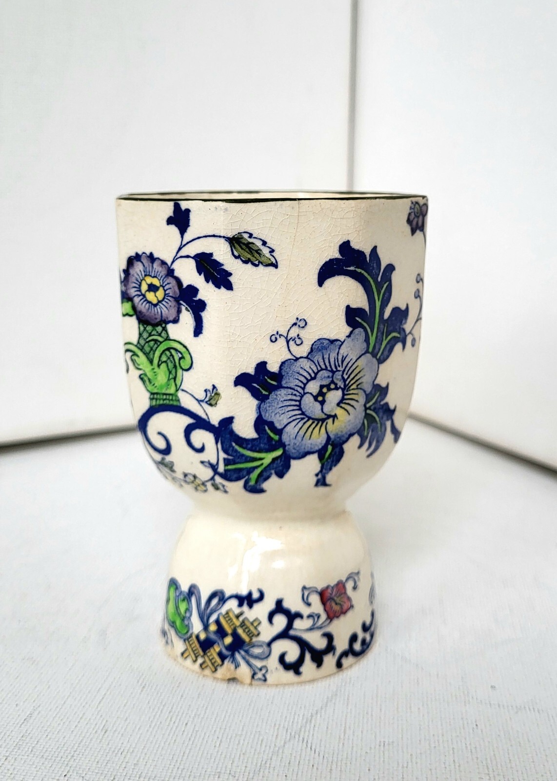 Antique Royal Doulton Burslem NANKIN Floral Porcelain Double Cup England c1900