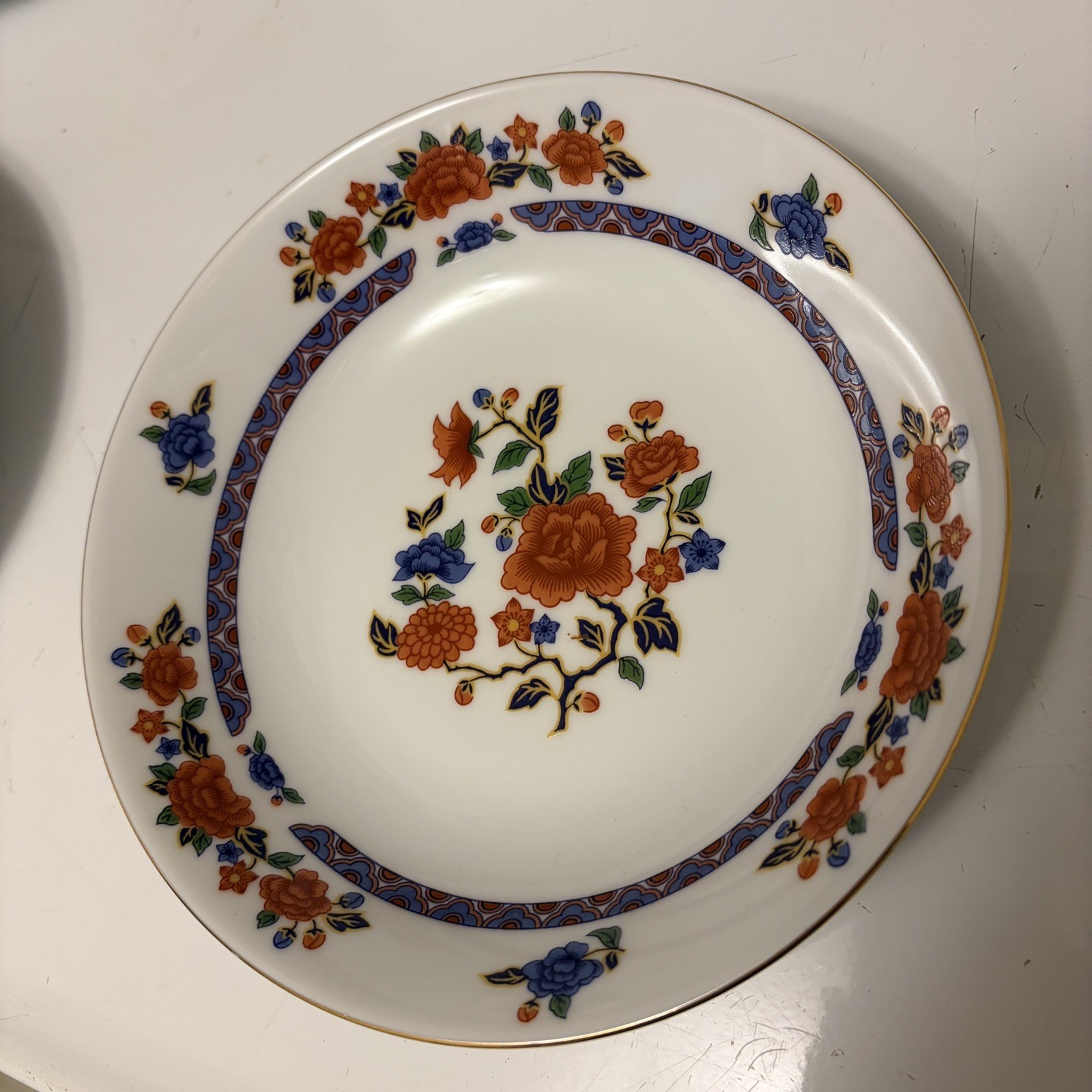 Set of 4 Crown Ming Soup/Salad Dishes with Gold Trim Floral Design