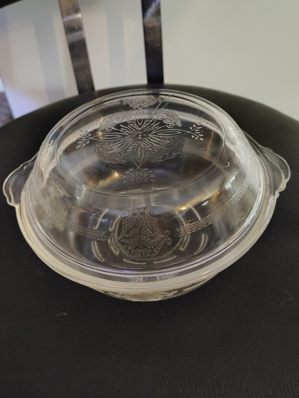 Antique 1911-1919 McKee Glass Glasbake Covered Medaliin Casserole Dish