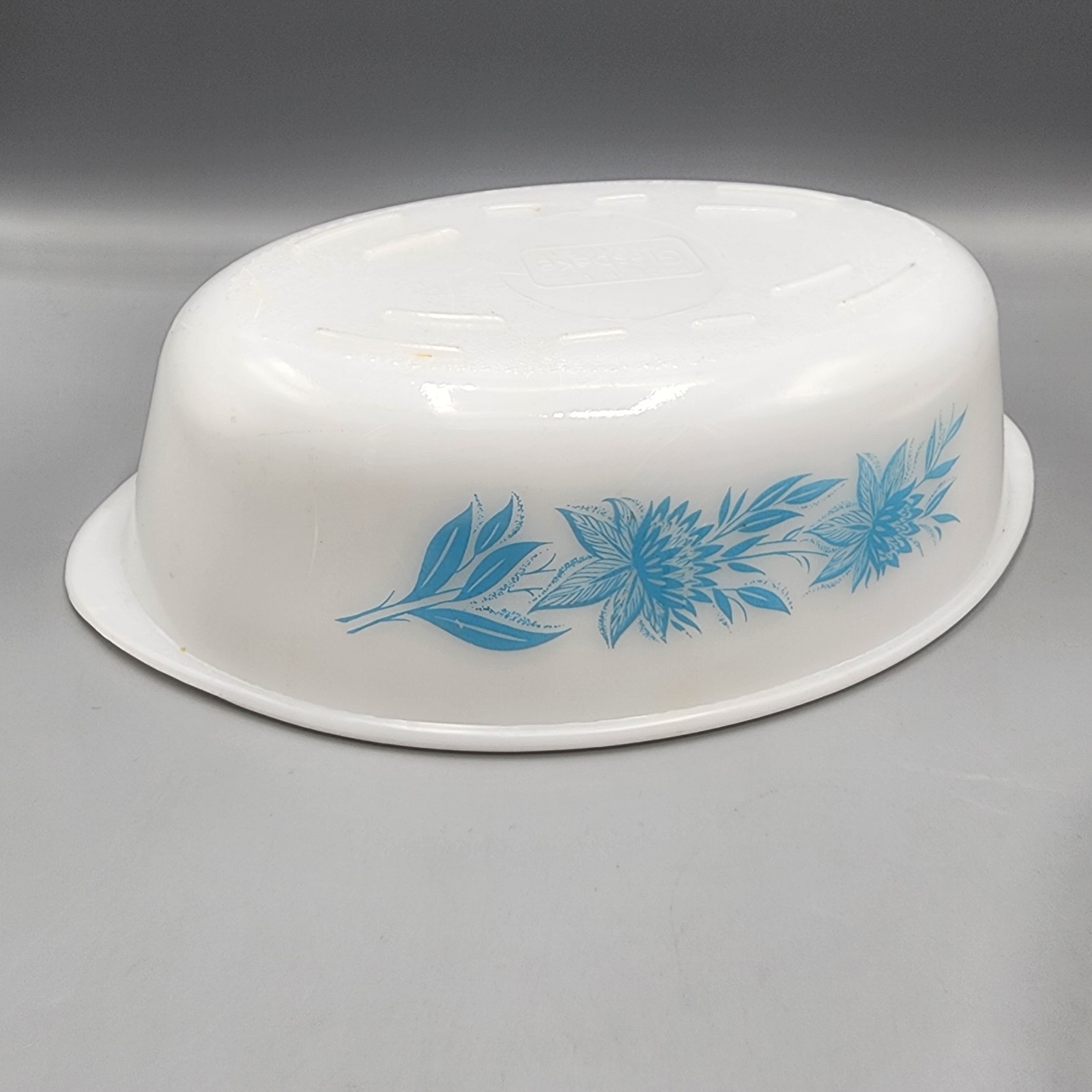 Vintage Made in USA Glasbake J-235 Divided Vegetable w/ Floral Pattern + LID