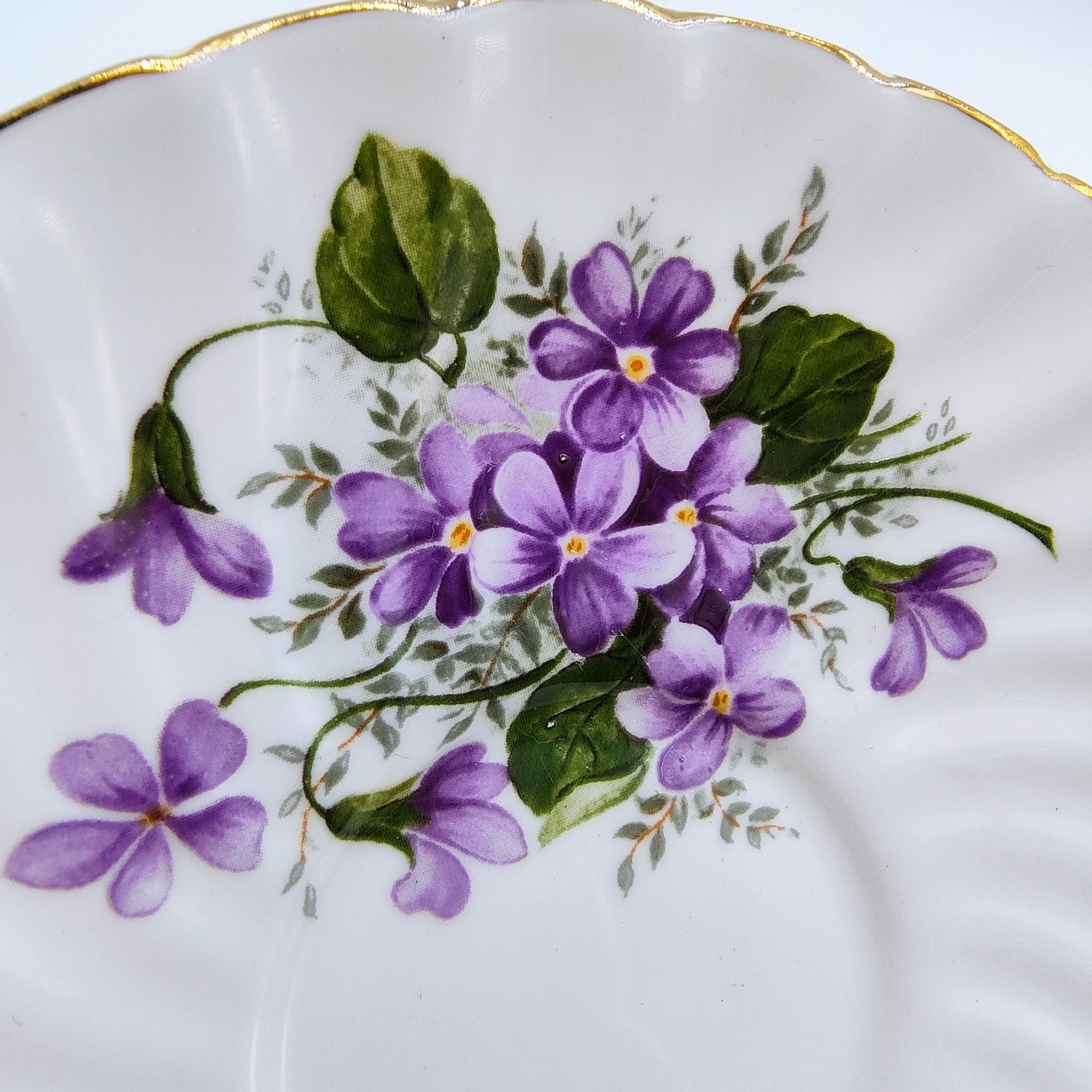 Vintage Staffordshire Collection Daughter Teacup & Saucer Violets Floral England