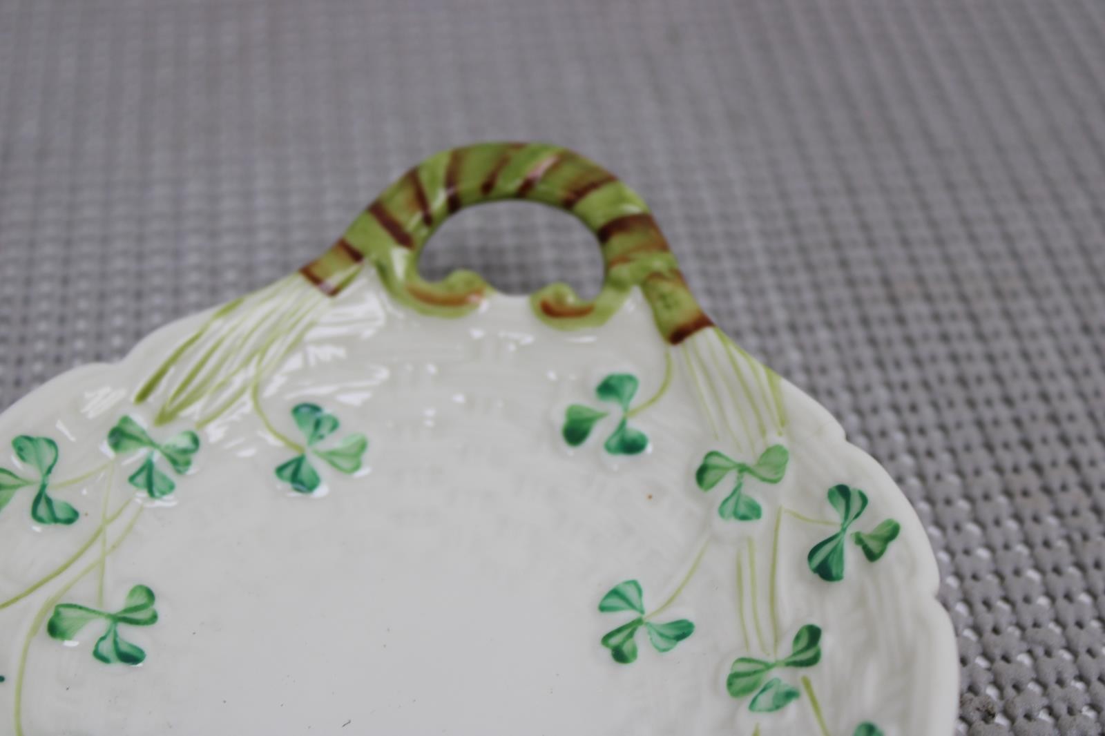 Belleek Small Trinket Dish Plate With Handle 6th Mark