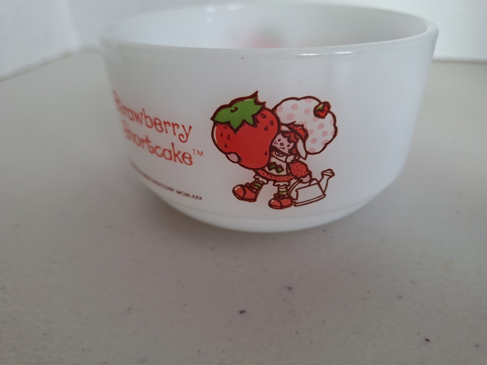 Anchor Hocking Strawberry Shortcake Milk Glass Bowl Vintage