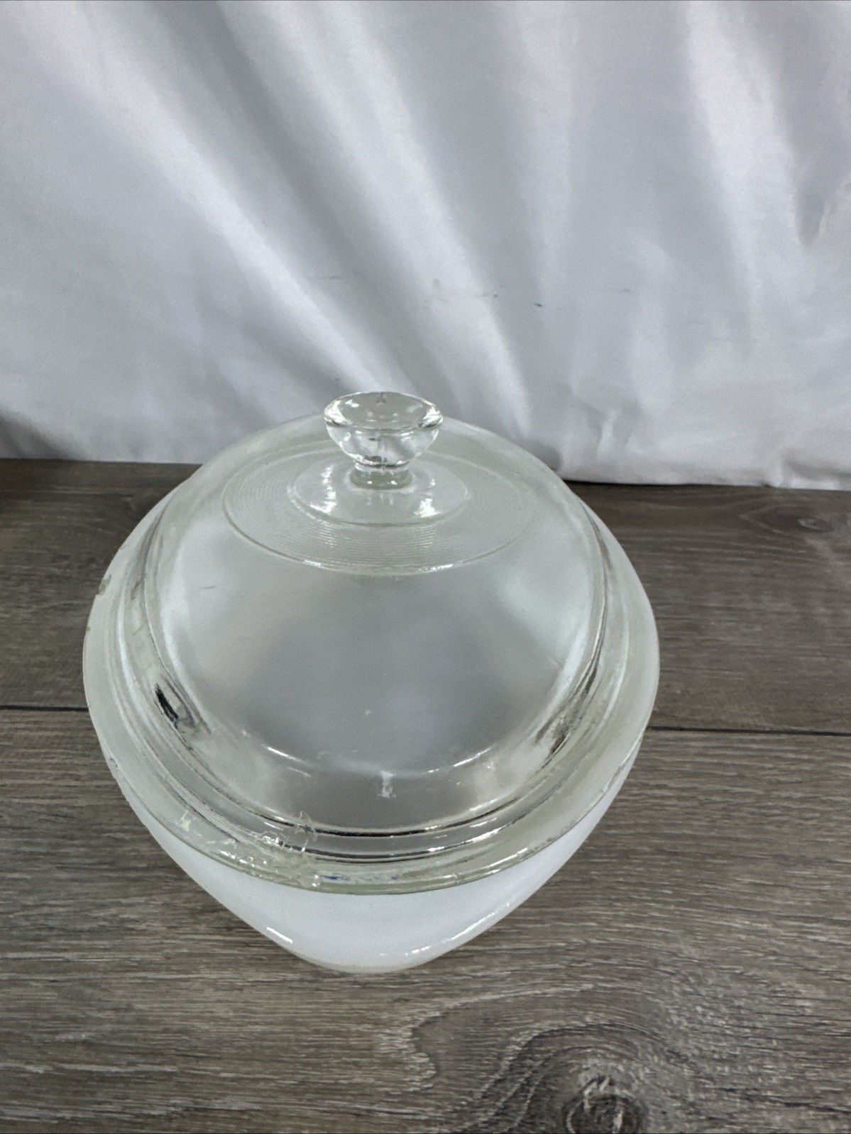Vintage Glasbake J235 1QT Casserole Dish Green Daisy Milk Glass Oval with Lid