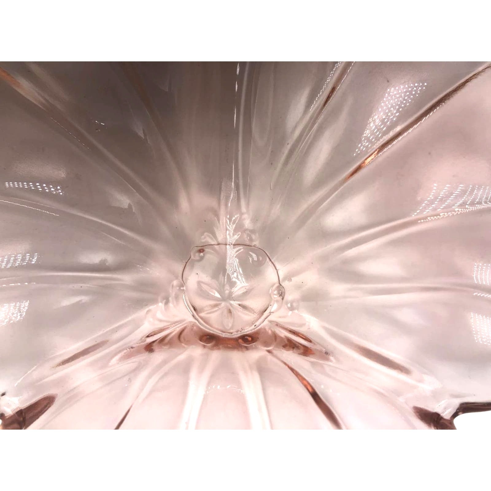 Jeannette Glass Doric Pink Clover Divided Candy Dish 7” Depression Glass 1930s