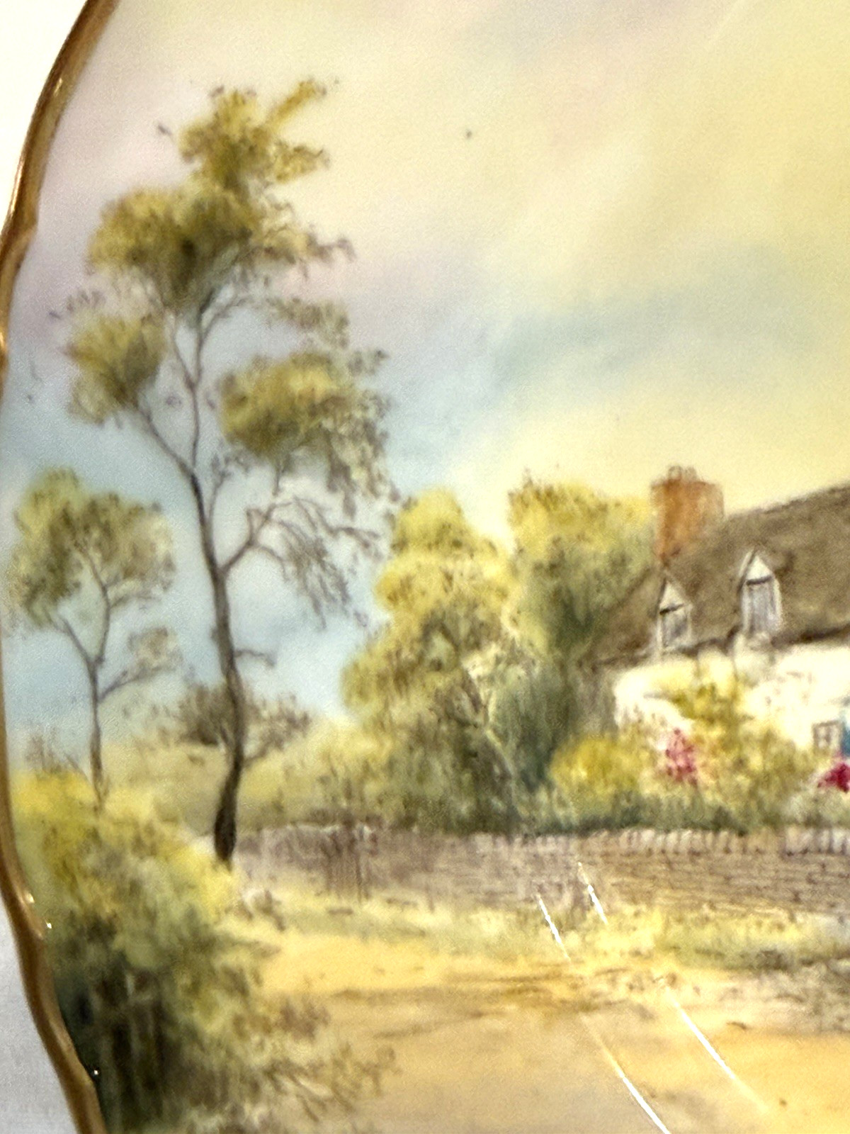 Pristine 1952 Royal Worcester Mary Arden House Cabinet Plate Sign J. Smith 10.5″