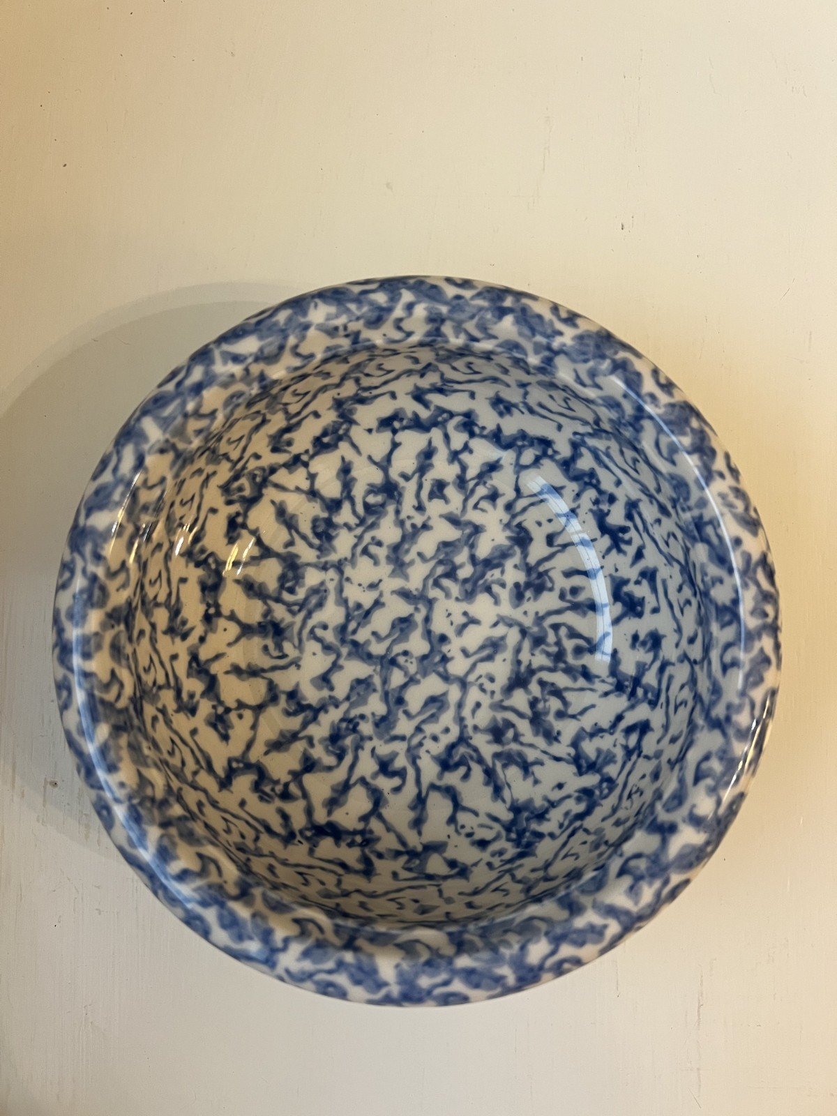 4 Workshops of Gerald E. Henn Blue Spongeware 6 1/2 inch Cereal Bowls